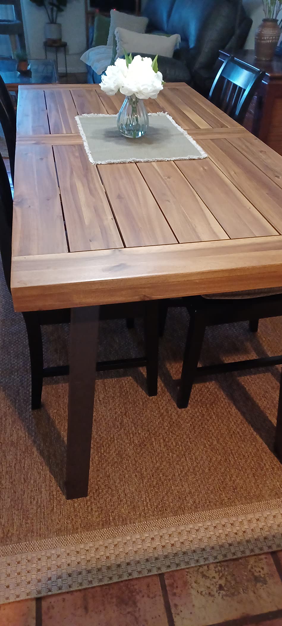 Christopher Knight Home Della Acacia Wood Dining Table, Natural Stained with Rustic Metal, 32.25 in x 69 in x 29.5 in, Brown, Grey customer photo 2