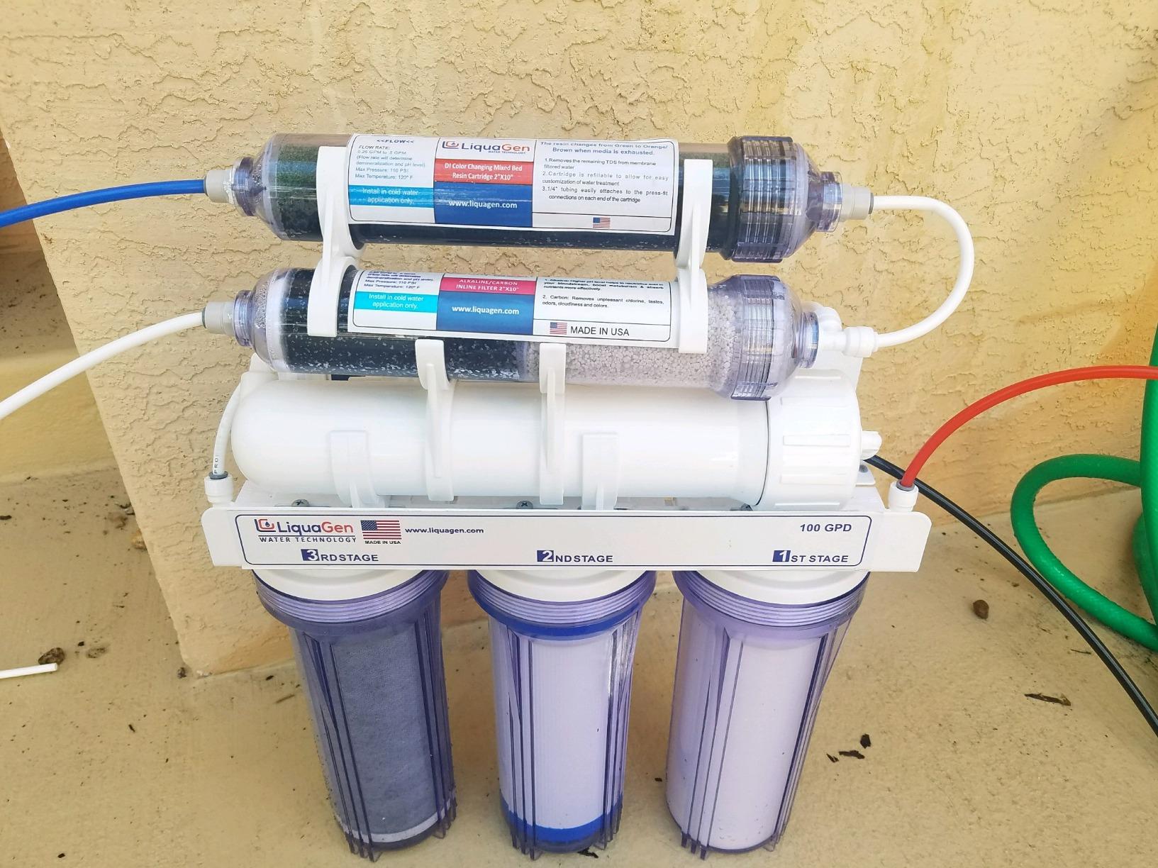 LiquaGen Portable - 6 Stage Dual Use (Drinking & 0 PPM Aquarium Reef/Deionization) Reverse Osmosis Water System (RO/DI) w/pH Alkaline Mineral Restoration Filter (75 GPD) customer photo 2
