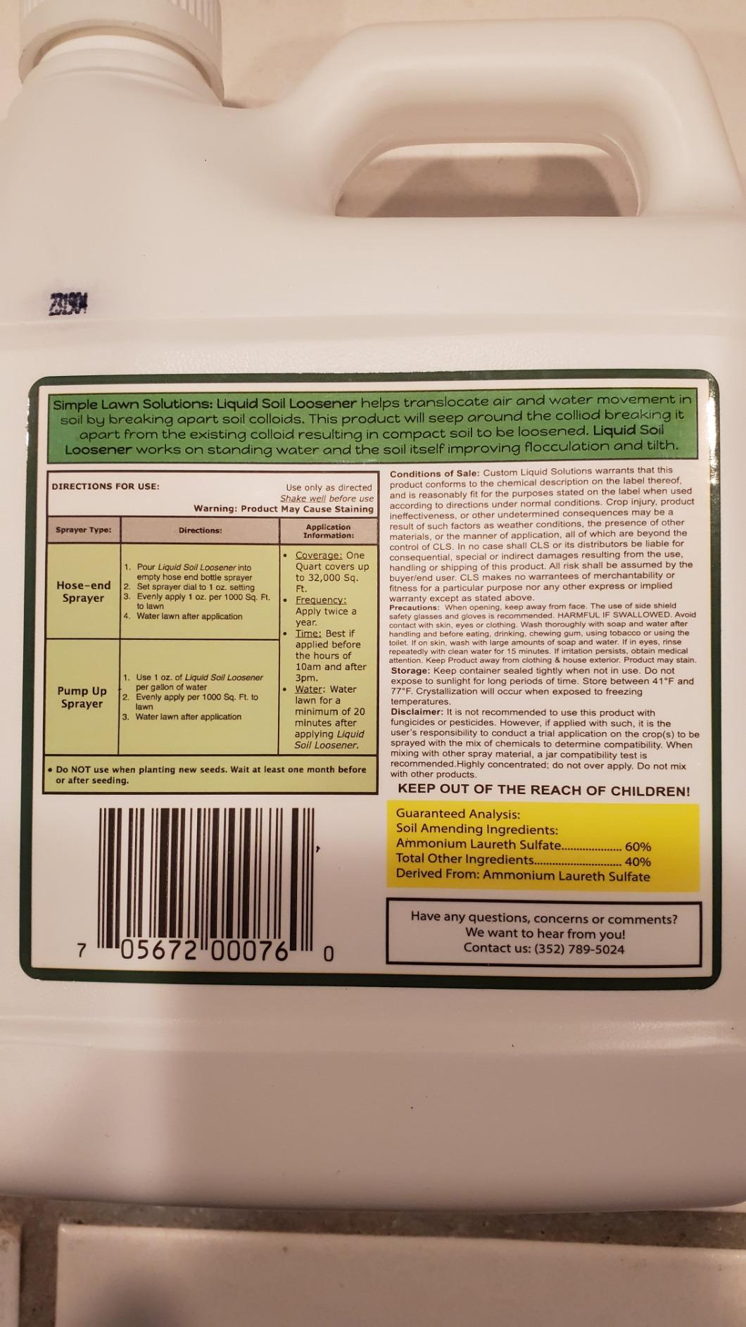 Liquid Soil Loosener- Soil Conditioner-Use alone or when Aerating with Mechanical Aerator or Core Aeration- Simple Lawn Solutions- Any Grass Type-Great for Compact Soils, Standing water, Poor Drainage customer photo 2