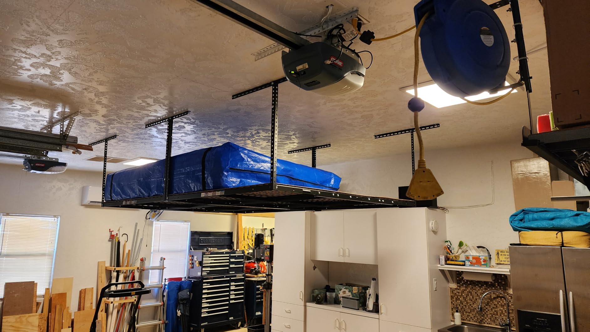 FLEXIMOUNTS 4x6 Overhead Garage Storage Adjustable Ceiling Rack, 450lbs Weight Capacity, Black, Classic Series customer photo 1