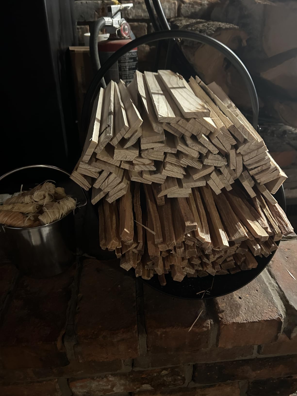 Rocky Mountain Goods Firewood Basket Holder Indoor - Decorative Finish Metal Log Holder - Fireplace Wood Rack is Ideal Size for Indoor use customer photo 1