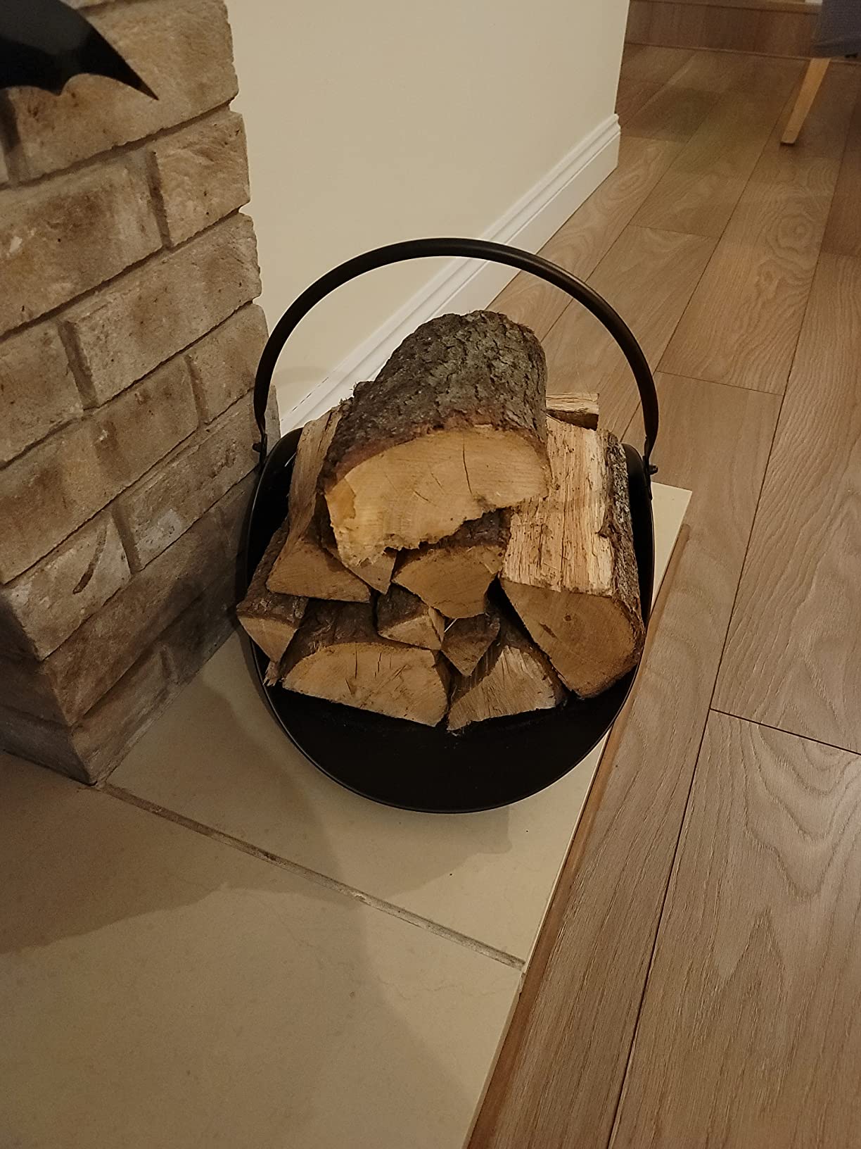 Rocky Mountain Goods Firewood Basket Holder Indoor - Decorative Finish Metal Log Holder - Fireplace Wood Rack is Ideal Size for Indoor use customer photo 2
