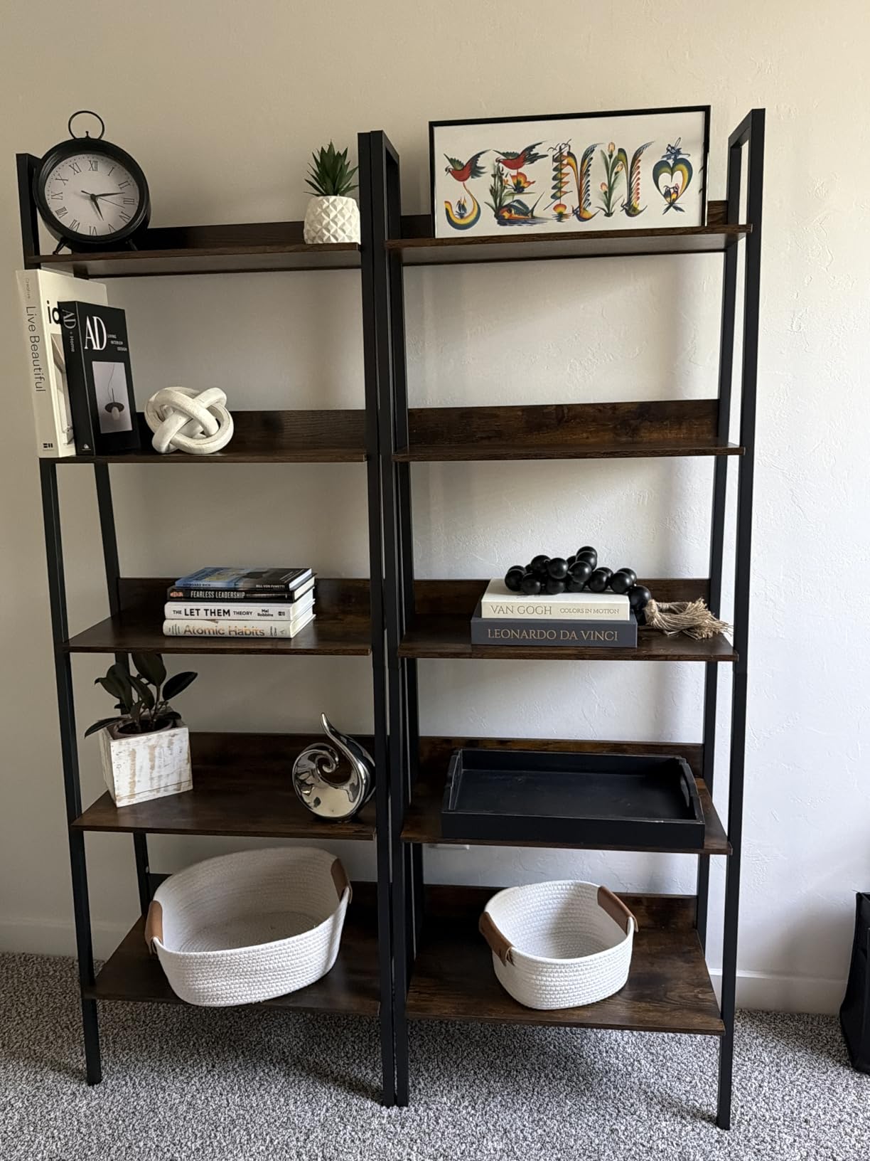 VASAGLE BARNET Collection - Ladder Shelf, Bookshelf, Storage Rack, 4-Tier, 22-Inch Wide, Rustic Brown and Ink Black ULLS44X customer photo 1