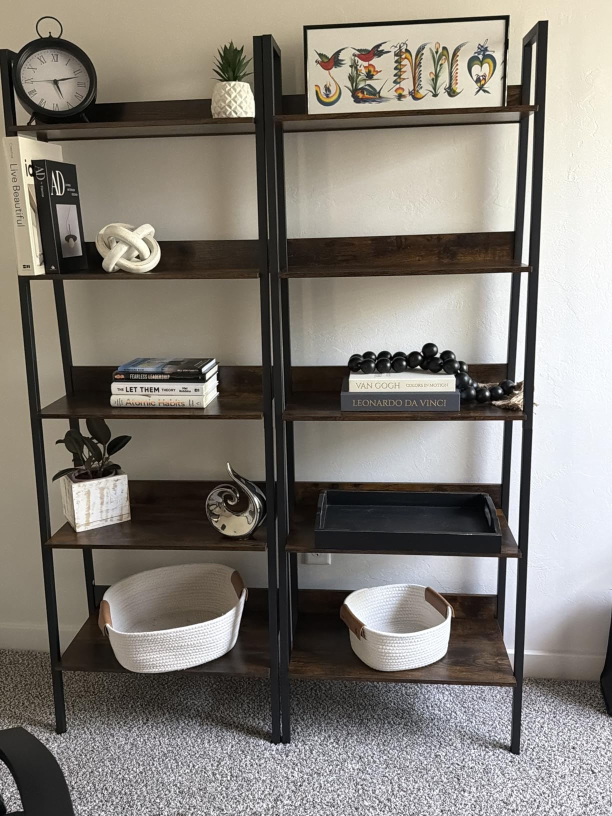 VASAGLE BARNET Collection - Ladder Shelf, Bookshelf, Storage Rack, 4-Tier, 22-Inch Wide, Rustic Brown and Ink Black ULLS44X customer photo 2