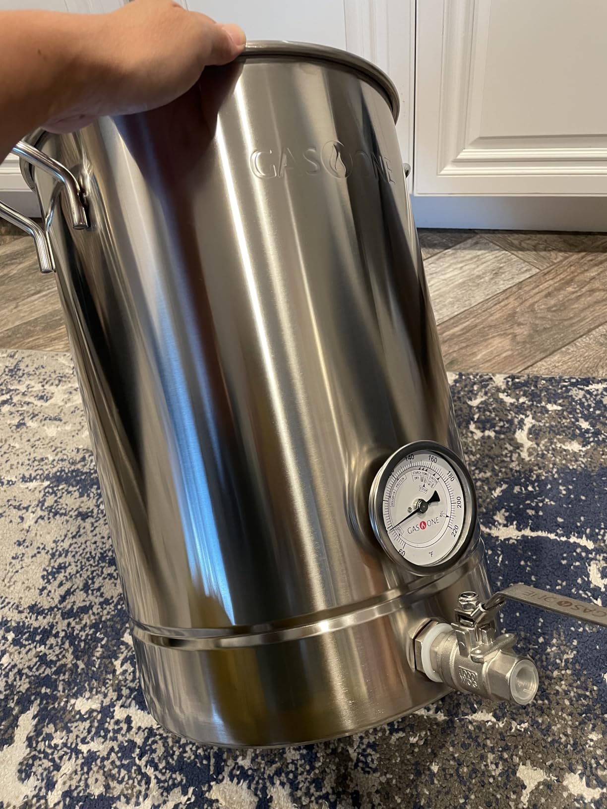 GasOne 10 Gallon Stainless Steel Home Brew Kettle Pot Pre Drilled 4 PC Set 40 Quart Tri Ply Bottom for Beer Brewing Includes Stainless Steel Lid, Thermometer, Ball Valve Spigot - Home Brewing Supplies customer photo 2