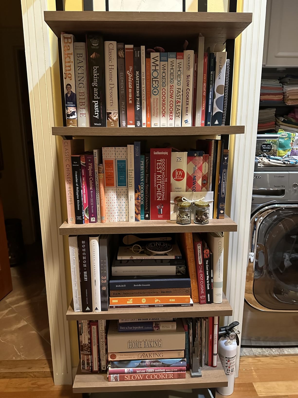 Nathan James Theo 5-Shelf Wood Modern Bookcase, Open Wall Mount Ladder Bookshelf with Industrial Metal Frame, Light Brown Oak/White customer photo 1