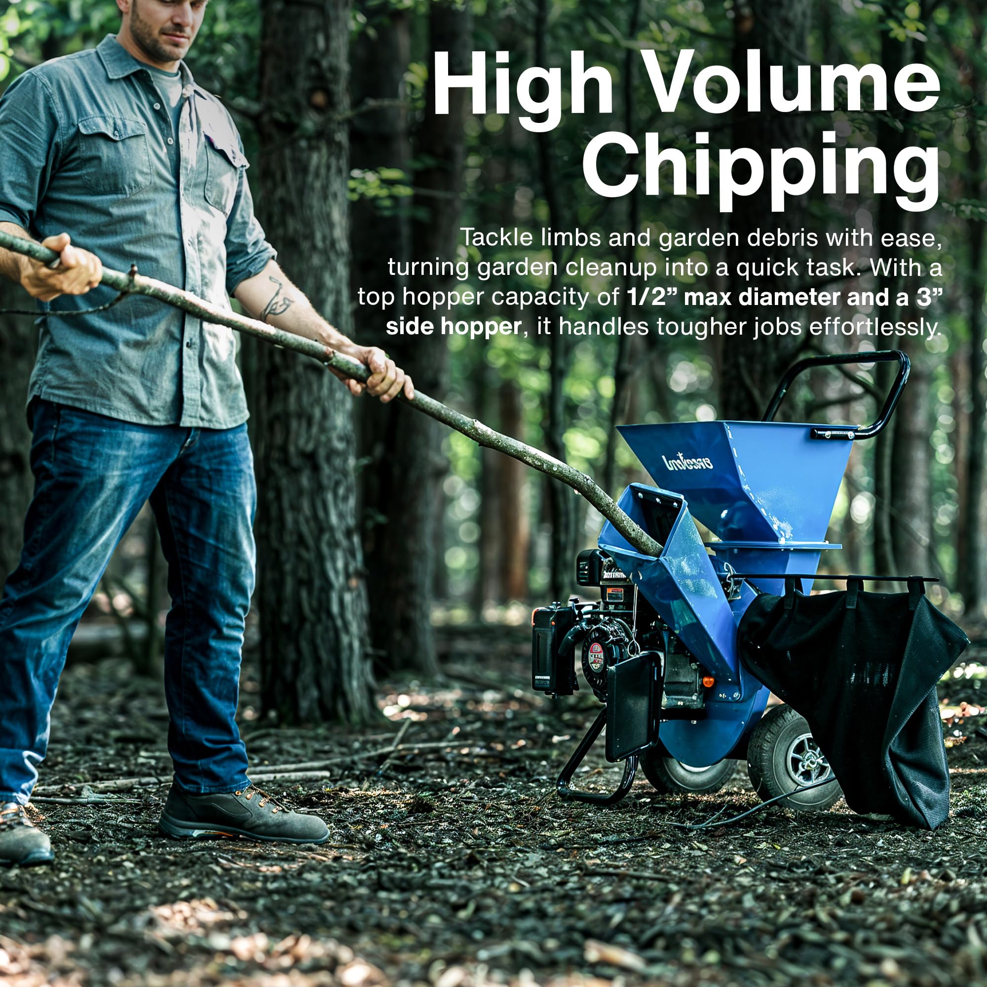 Landworks Wood Chipper Shredder Mulcher Super Heavy Duty 7HP 3 in 1 Multi-Function 3 Inch Max Capacity customer photo 2