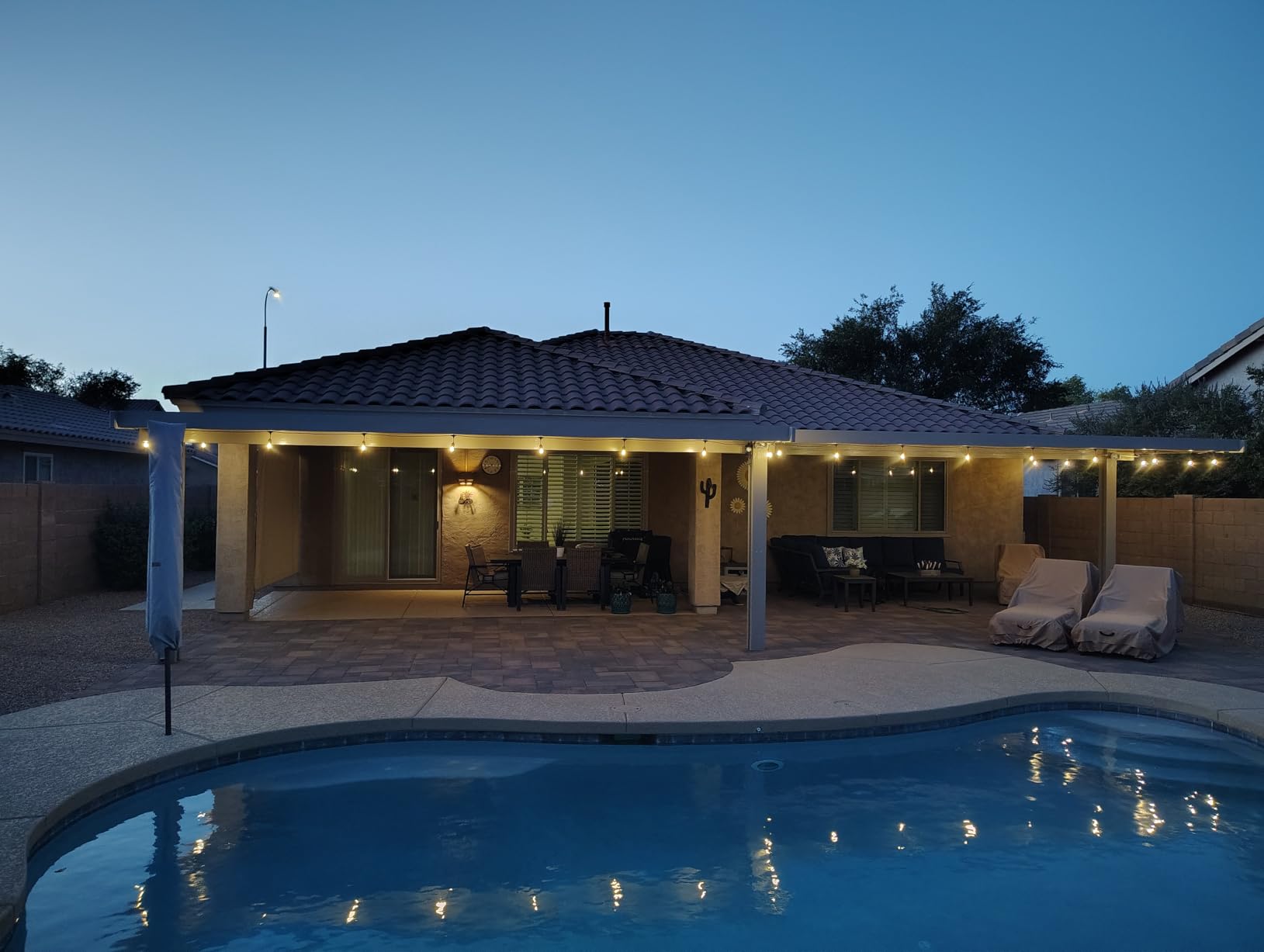 Brightech Ambience Pro - Waterproof LED Outdoor String Lights - 15 Hanging, Dimmable 2W Vintage Edison Bulbs - 48 Ft Commercial Grade Patio Lights Create Cafe Ambiance in Your Backyard customer photo 1