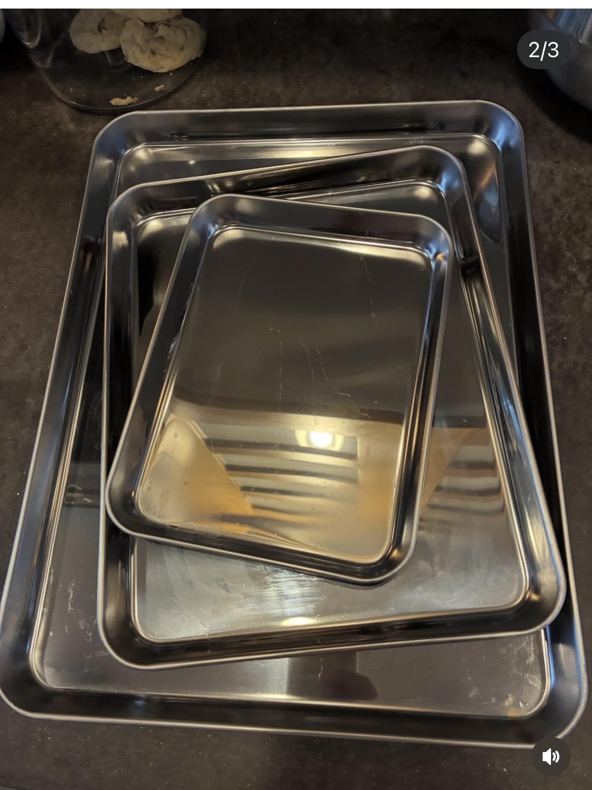 Wildone Baking Sheet Set of 3, Stainless Steel Cookie Sheet Cooking Sheet Pan for Baking & Roasting, 9/12/16 Inch, Non Toxic & Heavy Duty & Easy Clean customer photo 1