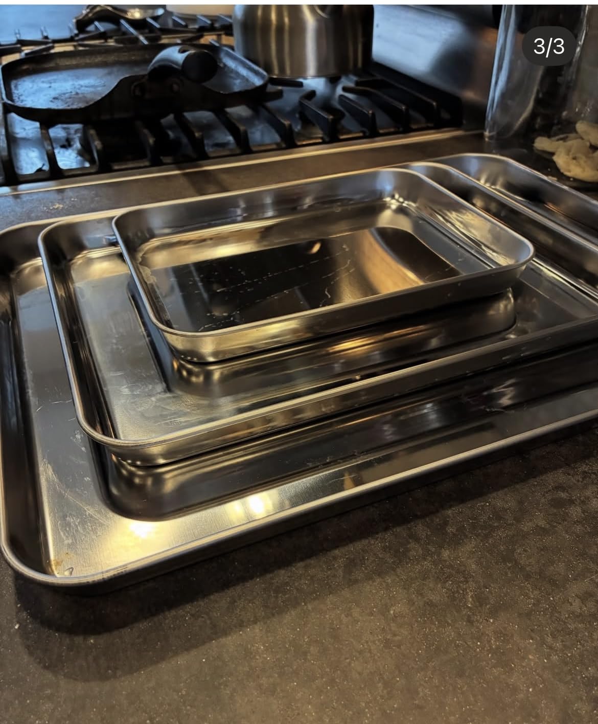 Wildone Baking Sheet Set of 3, Stainless Steel Cookie Sheet Cooking Sheet Pan for Baking & Roasting, 9/12/16 Inch, Non Toxic & Heavy Duty & Easy Clean customer photo 2