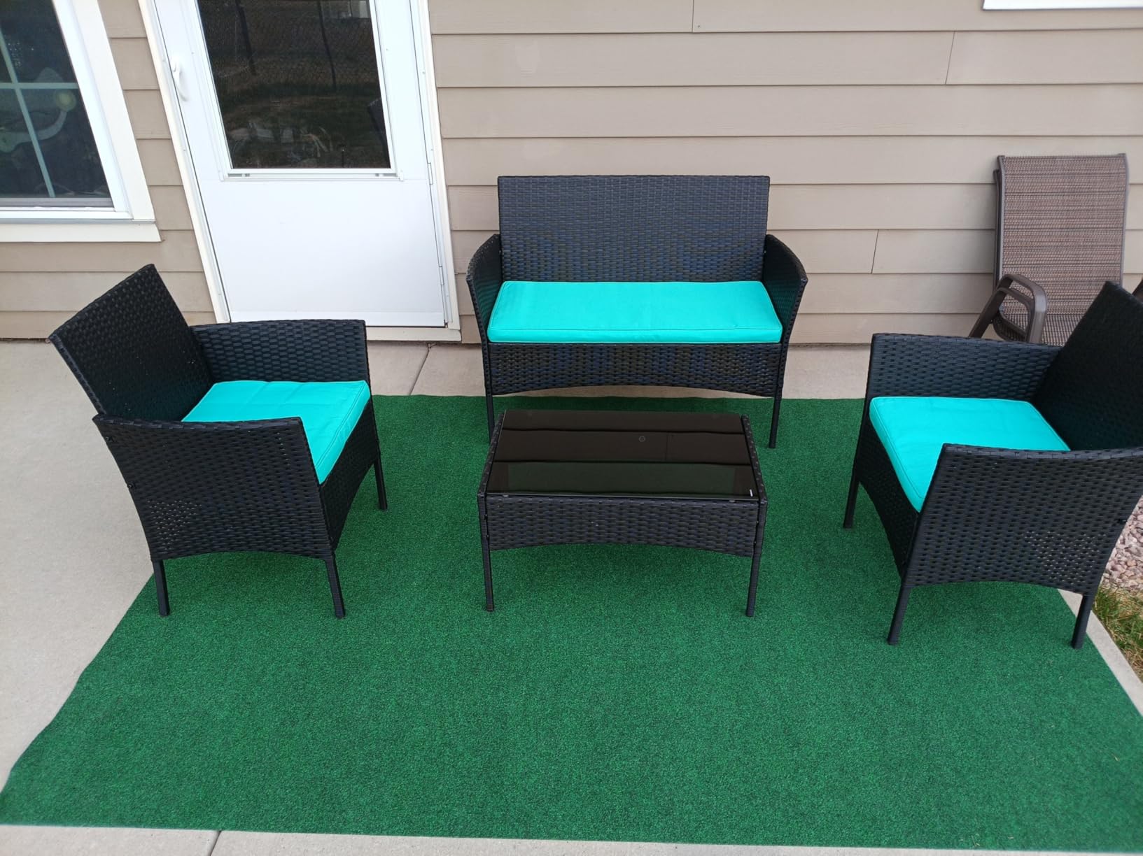 FDW 4-Piece Patio Furniture Set, Black, Outdoor Wicker Furniture with Coffee Table, Modern Rattan Chairs Conversation Set, Outdoor Seating, Weather-Resistant, for Porch, Garden, Lawn customer photo 2