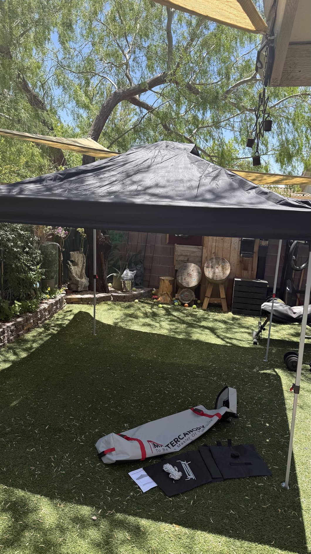 MASTERCANOPY 10x10 Pop Up Canopy Tent, 1 Person Setup Instant Shelter, Outdoor Portable Beach Canopy with Roller Bag, 4 Sandbags, 4 Ropes, 8 Stakes (10x10, Black) customer photo 2