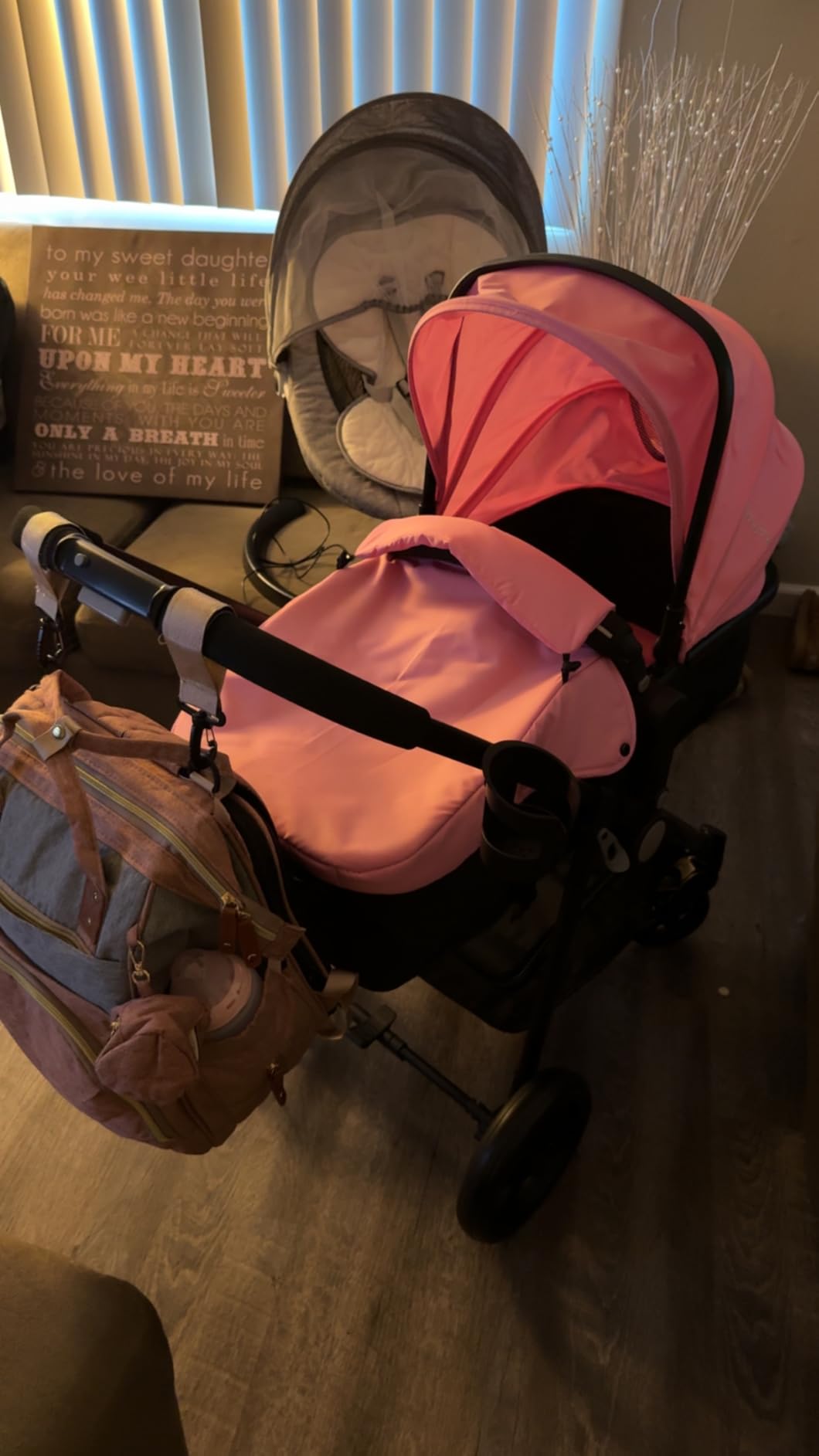 BABY JOY Baby Stroller, 2 in 1 Convertible Carriage Bassinet to Stroller, Pushchair with Foot Cover, Cup Holder, Large Storage Space, Wheels Suspension, 5-Point Harness (Gray) customer photo 1