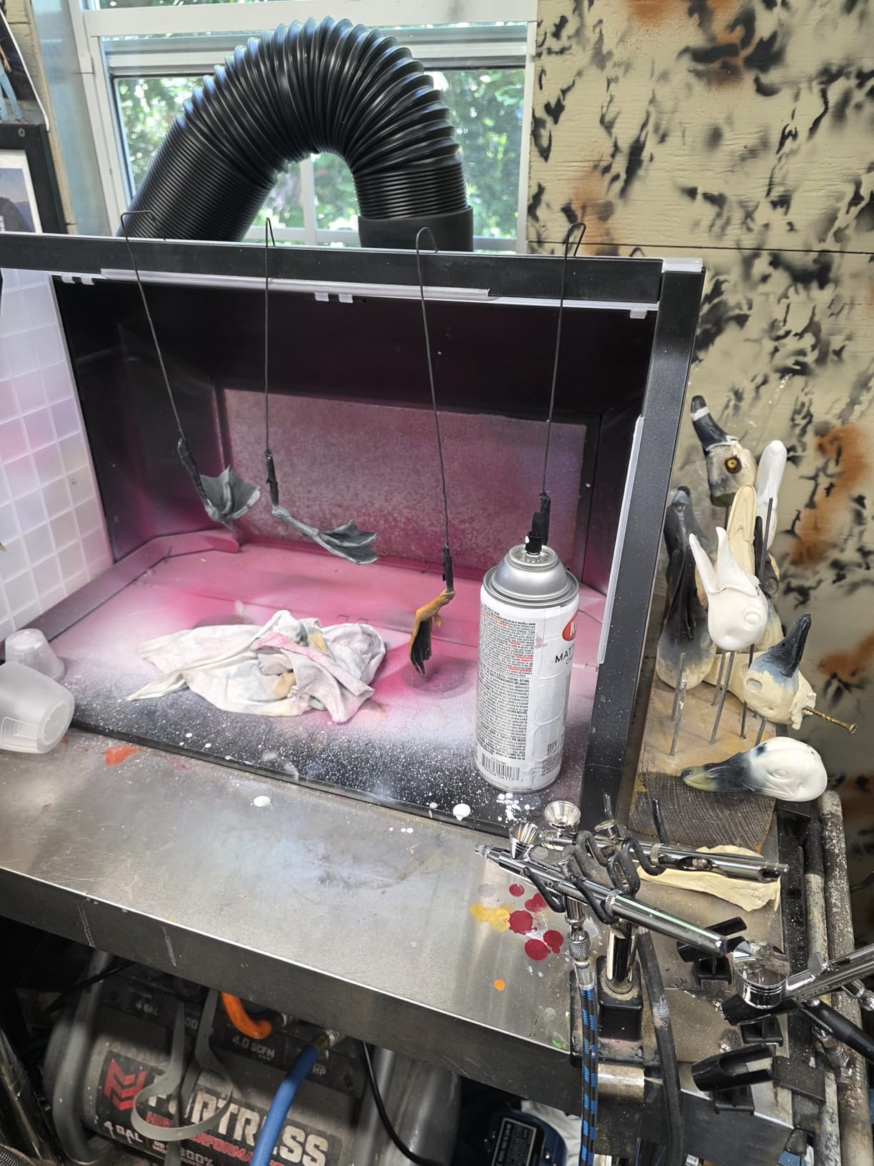 Master Airbrush Large Portable Airbrush Spray Booth Station with LED Lights, 25W Fan, Turntable & 6' Exhaust Hose, 22.25