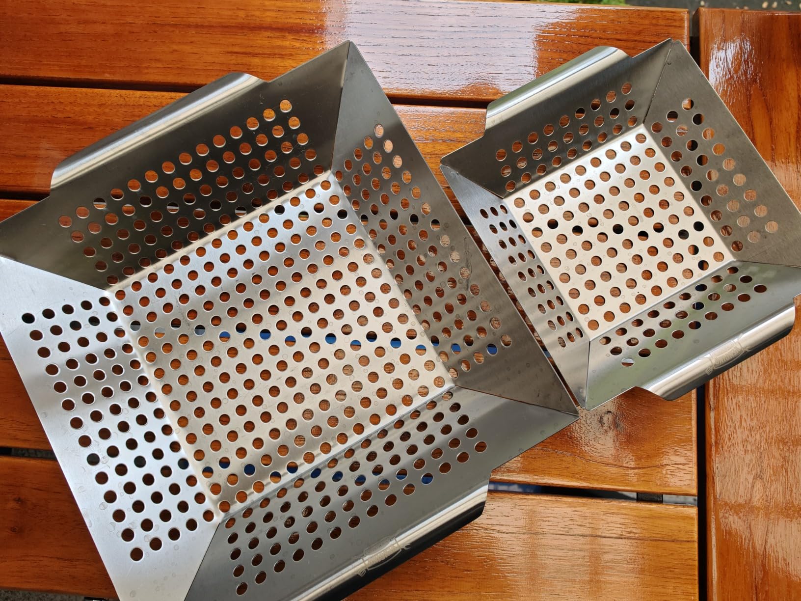 3 Pack Grill Baskets for Outdoor Grill, Heavy Duty Stainless Veggie Pan Set | Vegetable Grill Basket, Grilling Accessories for All Grills & Smokers, Space-Saving 1 Large, 2 Small customer photo 1