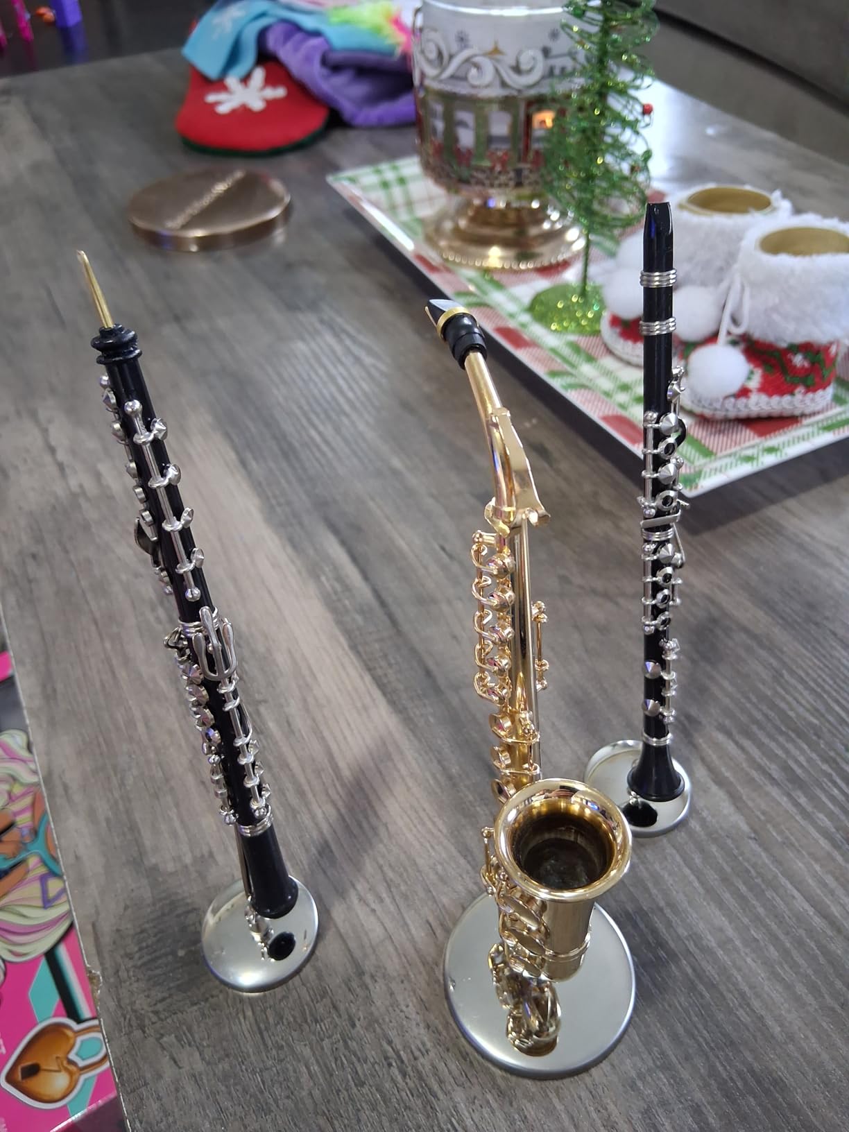 Miniature Bassoon with Stand and Case Mini Musical Instrument Replica Collectible Figurines Dollhouse Accessories Model Home Decorations Display Ornaments (5.98