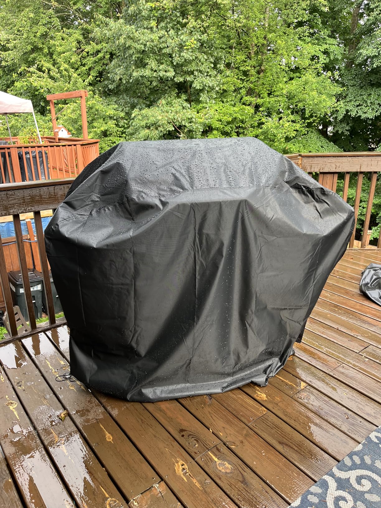 Grill Cover, 58 inch BBQ Gas Grill Cover for Outdoor Grill, Waterproof, Anti-UV, Rip-Proof, Fade Resistant Material, Barbecue Cover with Hook-and-Loop Straps & Adjustable Hem Drawstring, Black customer photo 2
