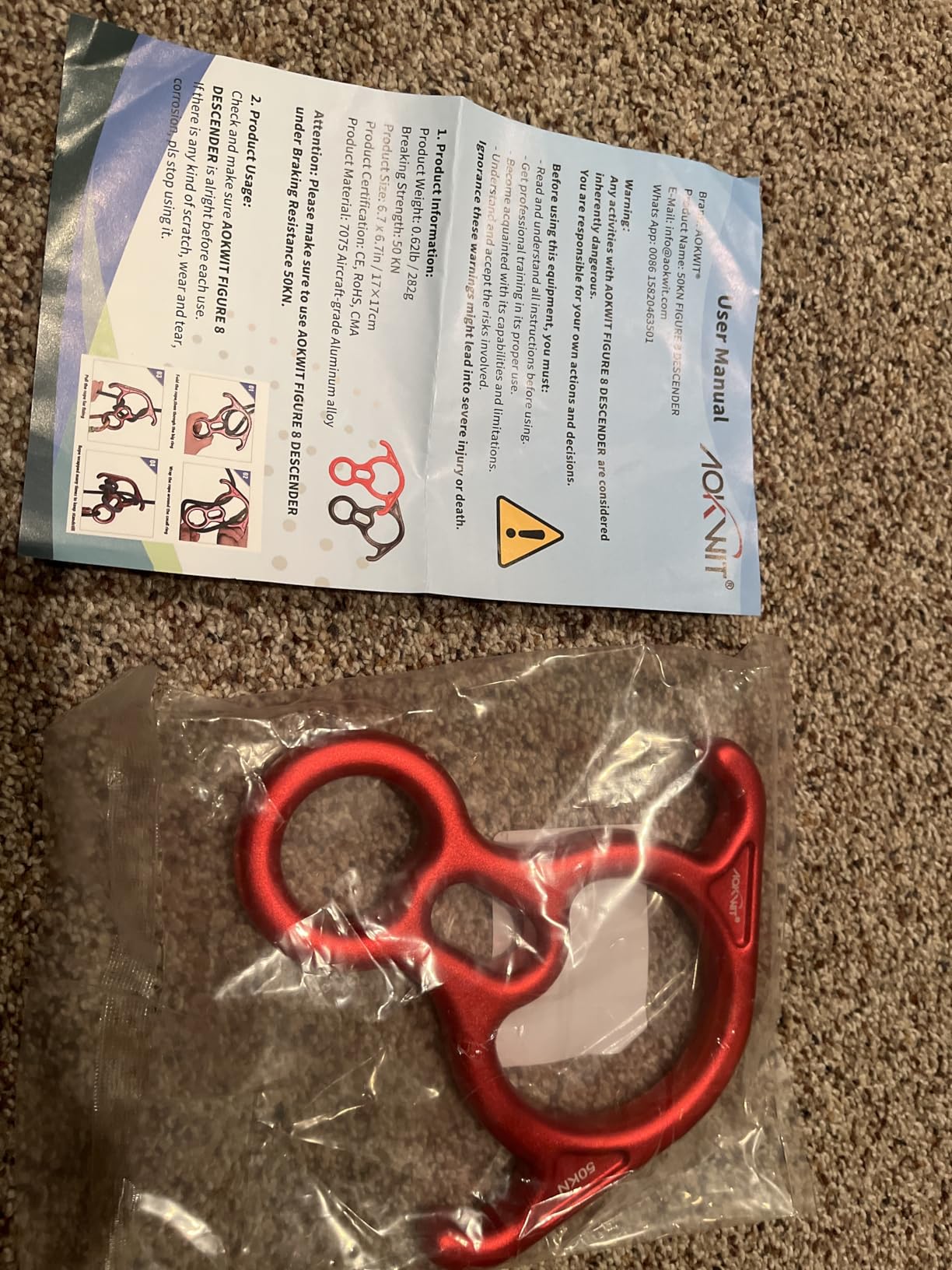 50KN Rescue Figure 8 Descender Large Bent-Ear Belaying and Rappelling Gear Belay Device Climbing for Rock Climbing Peak Rescue 7075 Aluminum Alloy customer photo 1