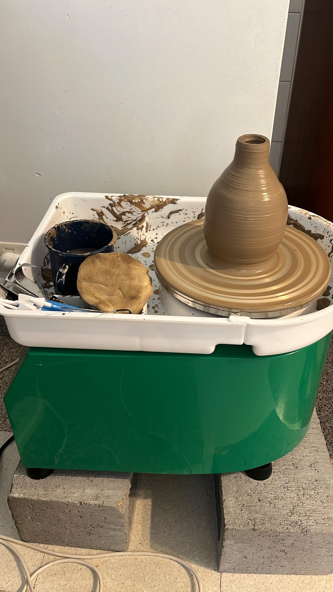 Pottery Wheel Pottery Forming Machine 25CM 350W Electric Pottery Wheel with Detachable Basin Foot Pedal DIY Clay Tool Ceramic Machine Work Clay Art Craft (Green)1 customer photo 2