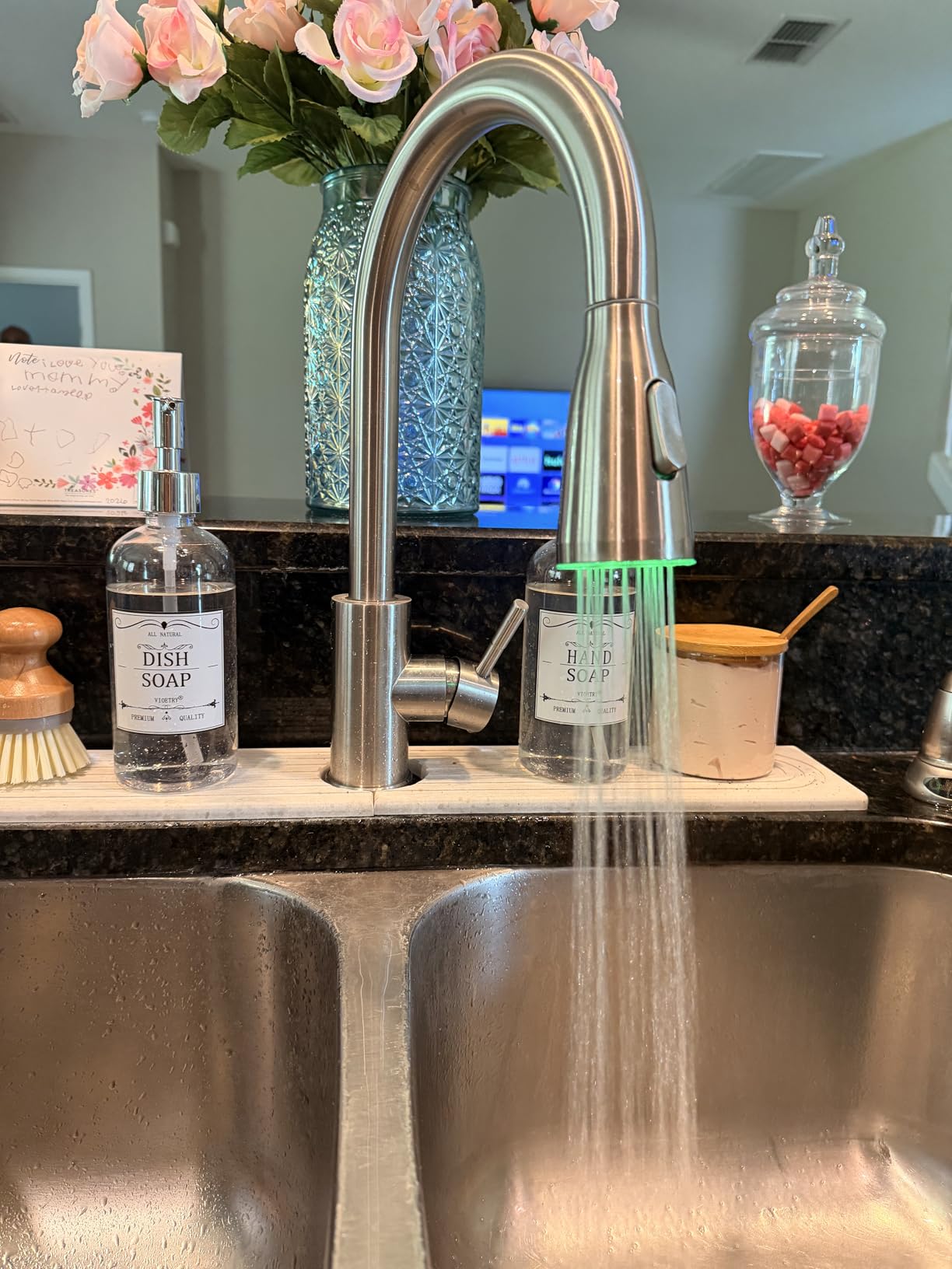 FORIOUS Kitchen Faucets with Pull Down Sprayer, Brushed Nickel, High Arc Single Handle Classic Stainless Steel Sink Faucet 1 or 3 Hole, Suitable for Farmhouse Camper Laundry Rv Bar customer photo 1