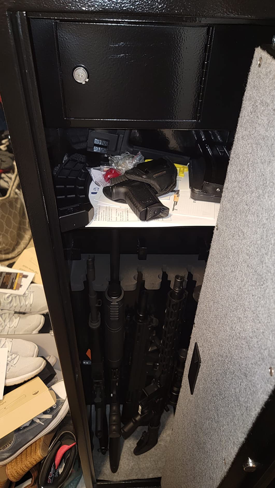 Langger V Biometric Rifle Gun Safe, Quick Access 5-Gun Large Improved Fingerprint Shotgun Security Cabinet for Rifle Shotgun w/o Scopes with Pistol Lock Box, Removable Storage Shelf (New Biometric Safe) customer photo 1