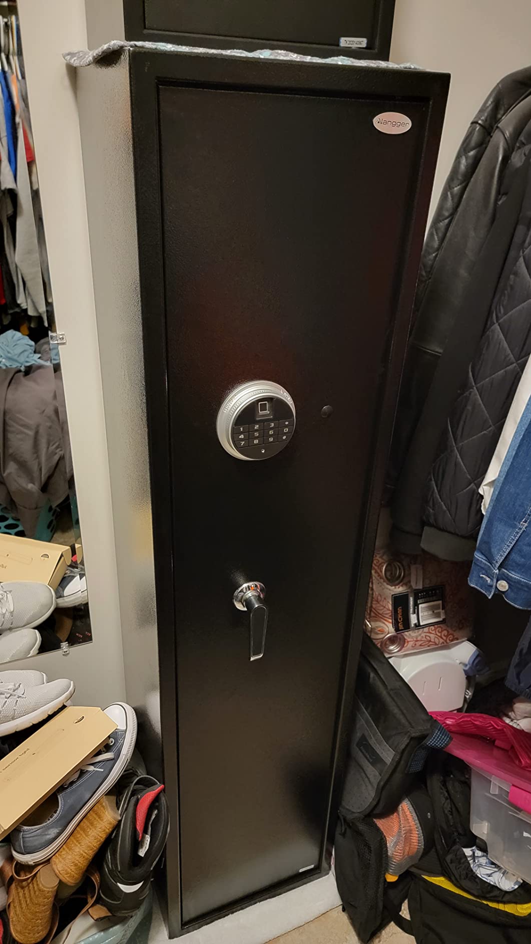 Langger V Biometric Rifle Gun Safe, Quick Access 5-Gun Large Improved Fingerprint Shotgun Security Cabinet for Rifle Shotgun w/o Scopes with Pistol Lock Box, Removable Storage Shelf (New Biometric Safe) customer photo 2