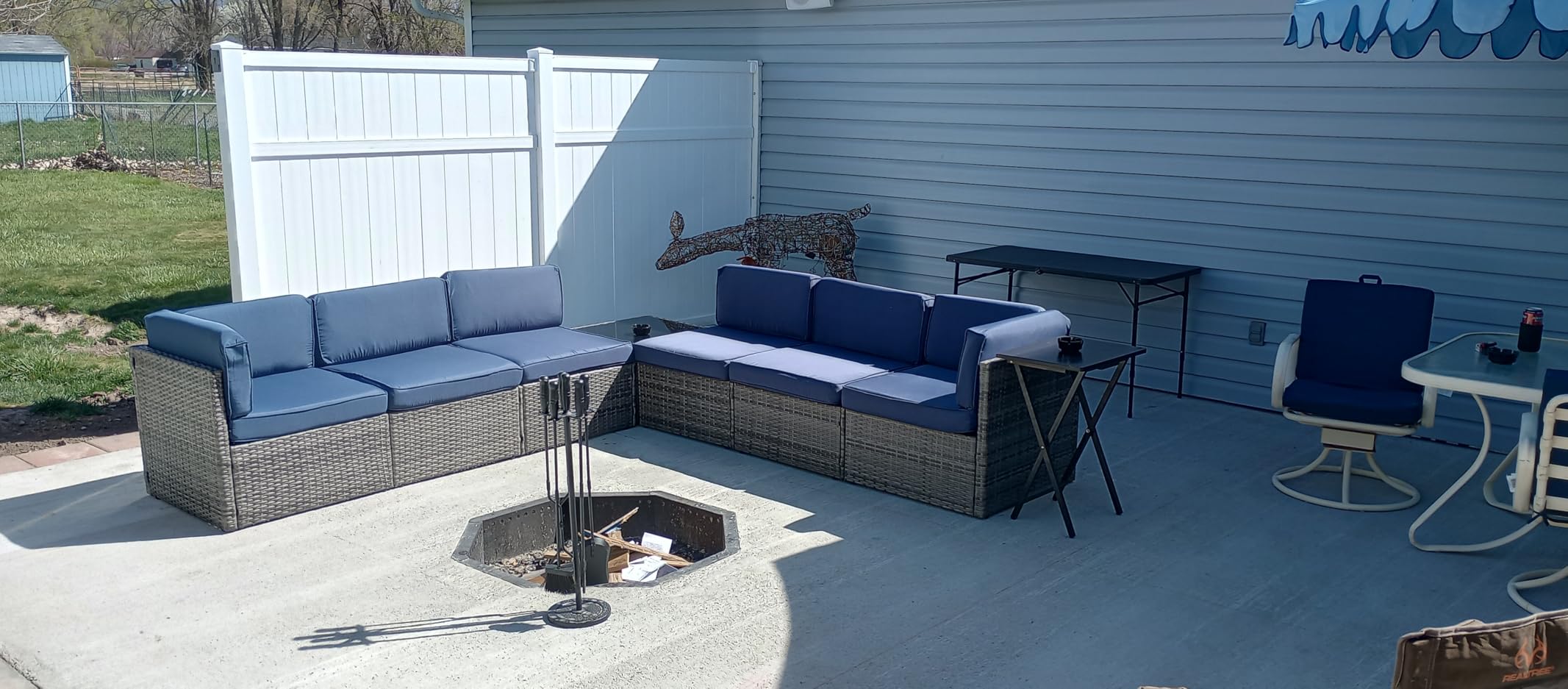 U-MAX 7 Piece Outdoor Patio Furniture Set, PE Rattan Wicker Sofa Set, Outdoor Sectional Furniture Chair Set with Cushions and Tea Table, Brown customer photo 2