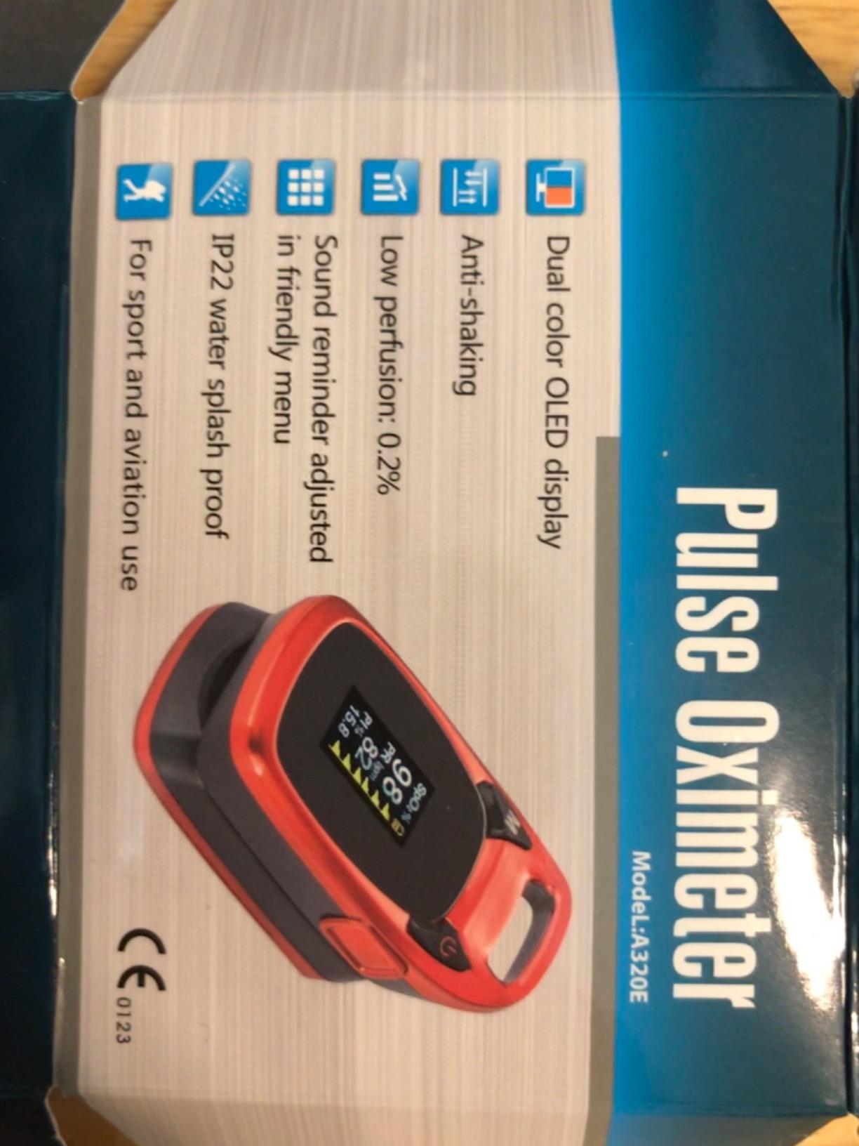 Fingertip Pulse Oximeter with Plethysmograph and Perfusion Index, include carrying case, Large OLED Digital Display Blood Oxygen Saturation Monitor Heart Rate Monitor (Color: Red-Orange) customer photo 1