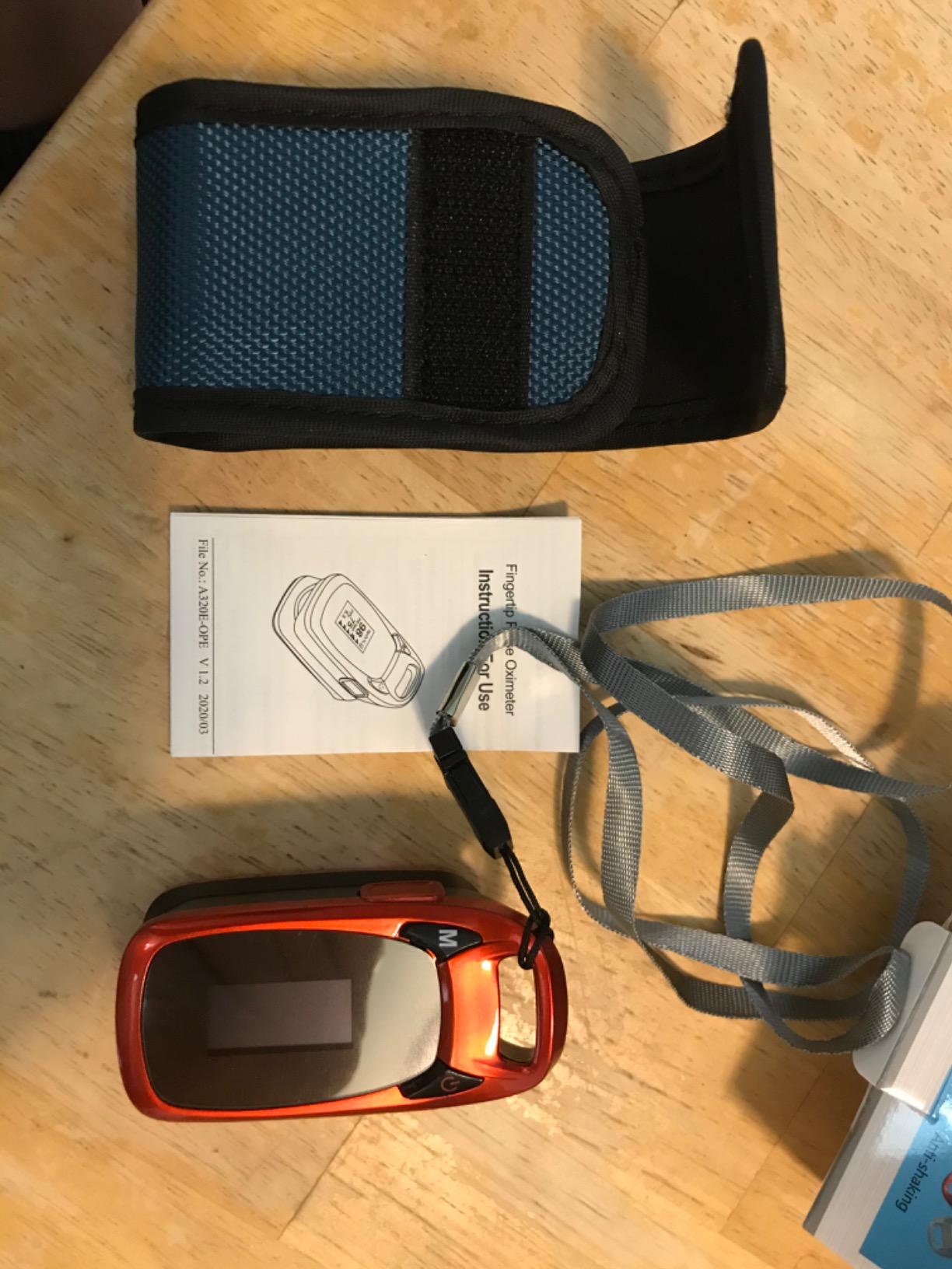 Fingertip Pulse Oximeter with Plethysmograph and Perfusion Index, include carrying case, Large OLED Digital Display Blood Oxygen Saturation Monitor Heart Rate Monitor (Color: Red-Orange) customer photo 2