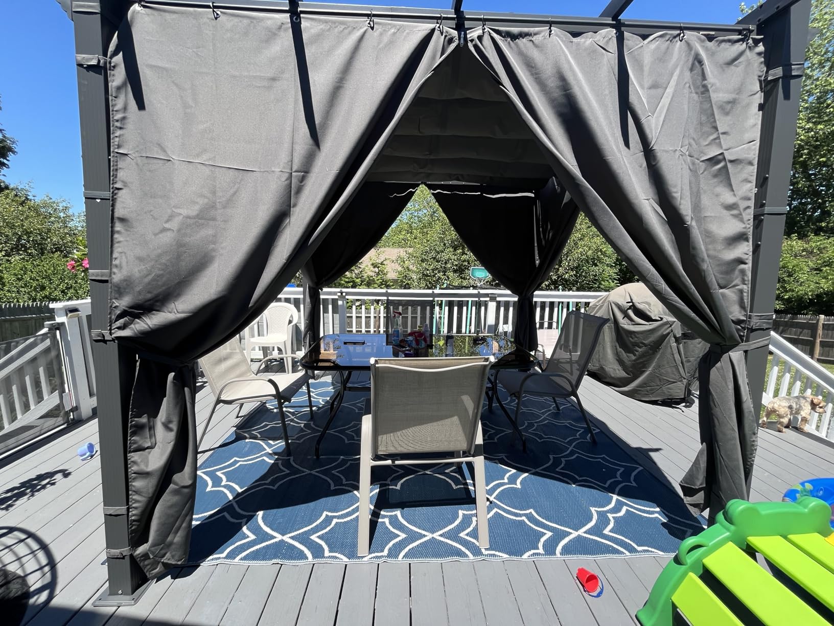 PURPLE LEAF 10' X 10' Outdoor Retractable Pergola with Sun Shade Canopy Patio Metal Shelter for Garden Porch Beach Pavilion Grill Gazebo Modern Yard Grape Trellis Pergola, Beige customer photo 2