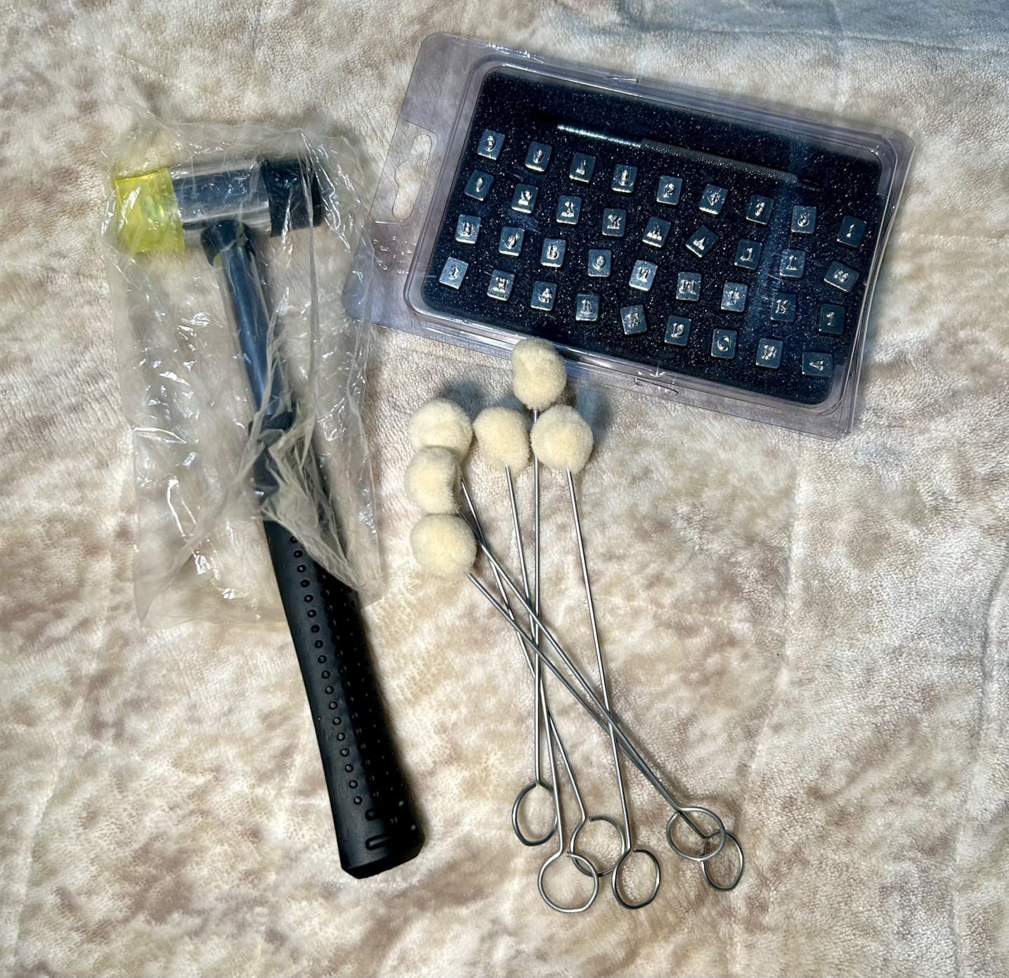 Leather Stamping Tools - Leather Carving Tool Kit, Saddle Making Tools Set, Swivel Knife, Leather Working Hammer, Cutting Knife, Wool Daubers, Frosted Strip for Leather Stamping, Carving customer photo 2