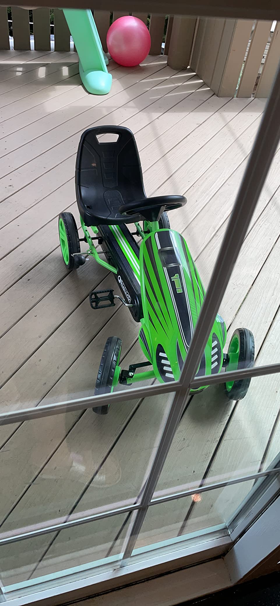 hauck Speedster Pedal Go-Kart for Kids Ages 4-8 with Adjustable Bucket Seat, Large Front Plate, Handbrake, and EVA Plastic Wheels, Green customer photo 1