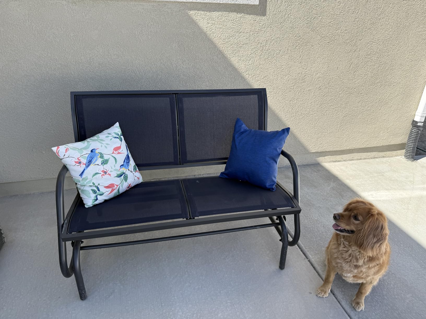 Outsunny 2-Person Outdoor Glider Bench, Patio Double Swing Rocking Chair Loveseat w/Powder Coated Steel Frame for Backyard Garden Porch, Gray customer photo 1