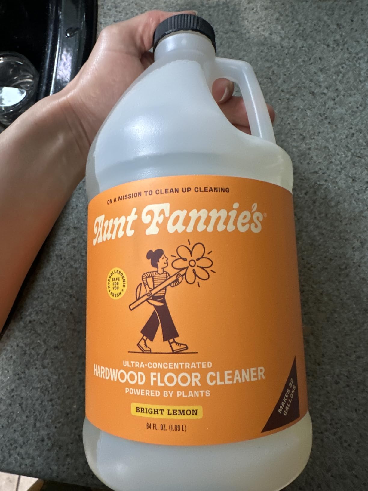 Aunt Fannie's Ultra Concentrated Hardwood Floor Cleaner, Vinegar-Free Plant Based Hardwood Floor Cleaner for Mopping, Bright Lemon Scent, 32 oz. customer photo 1