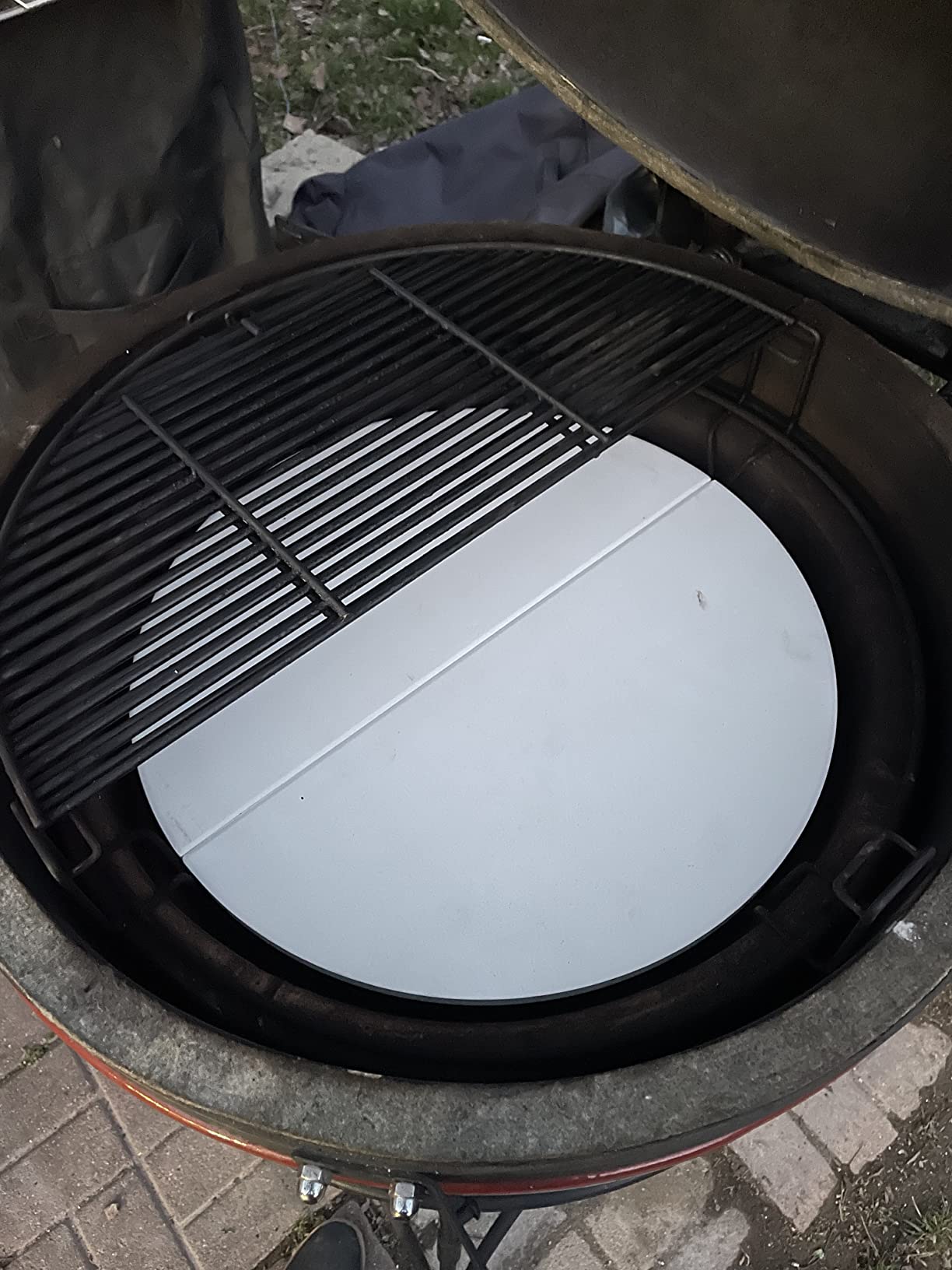 BBQ Future Ceramic Heat Deflector Plates for Kamado Joe Classic I, II, III, Big Green Egg BBQ Accessories, 15 Inch Half-Moon Deflector Plate Replacement for Kamado Joe 18