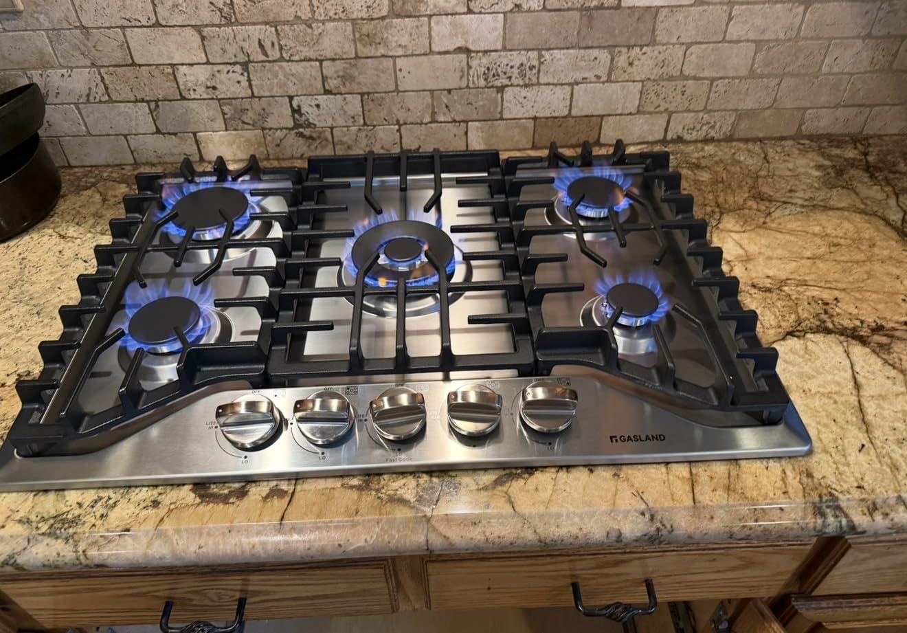 GASLAND 36 Inch Gas Cooktop, PRO GH2365SF 5 Italy Sealed Burner Propane Stovetop, NG/LPG Convertible Gas Cooktops, Plug-in with Thermocouple Protection, CSA Certified, Stainless Steel customer photo 2