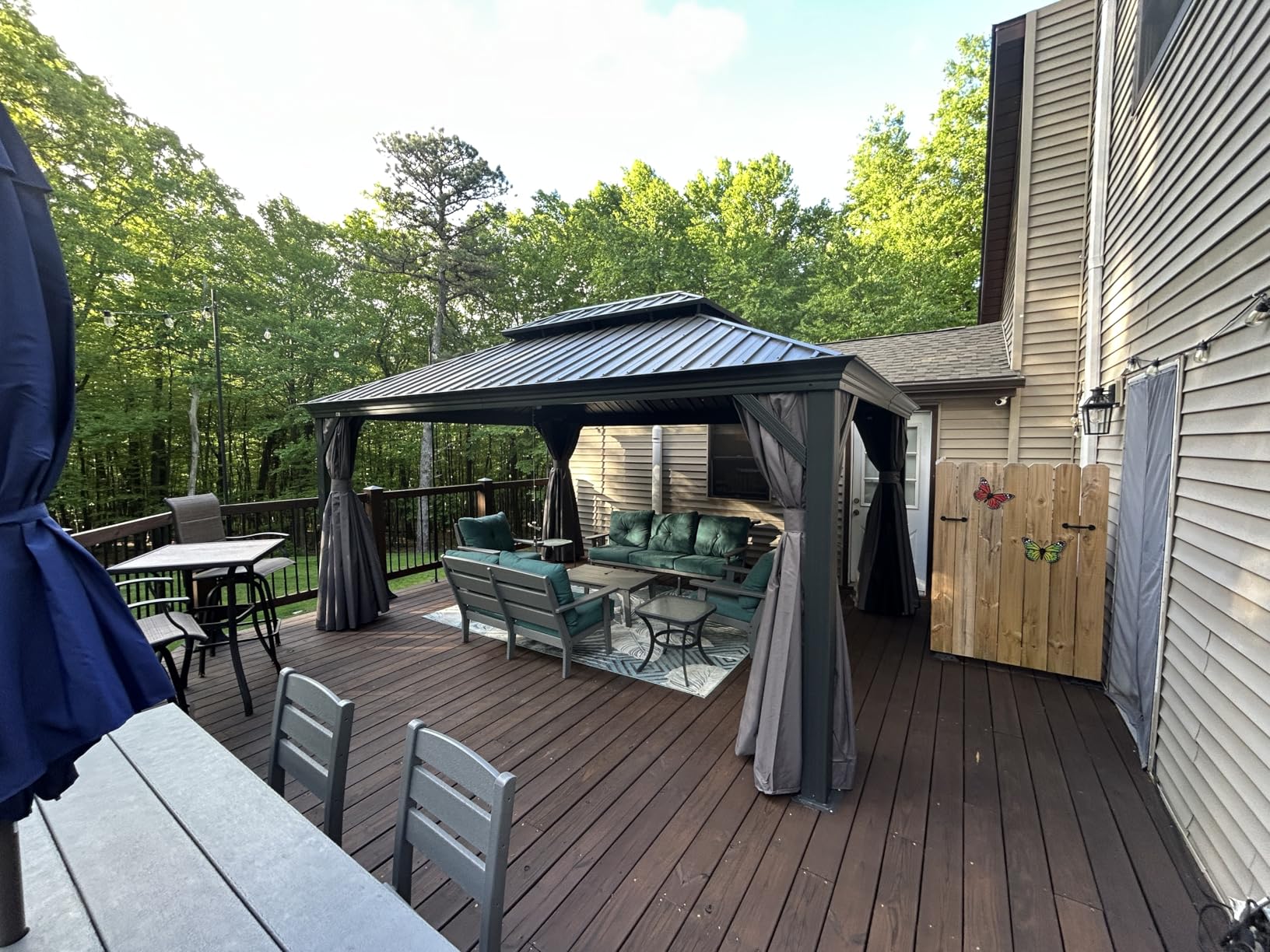 PURPLE LEAF 10' X 12' Permanent Hardtop Gazebo Aluminum Gazebo with Galvanized Steel Double Roof for Patio Lawn and Garden, Curtains and Netting Included, Grey customer photo 1