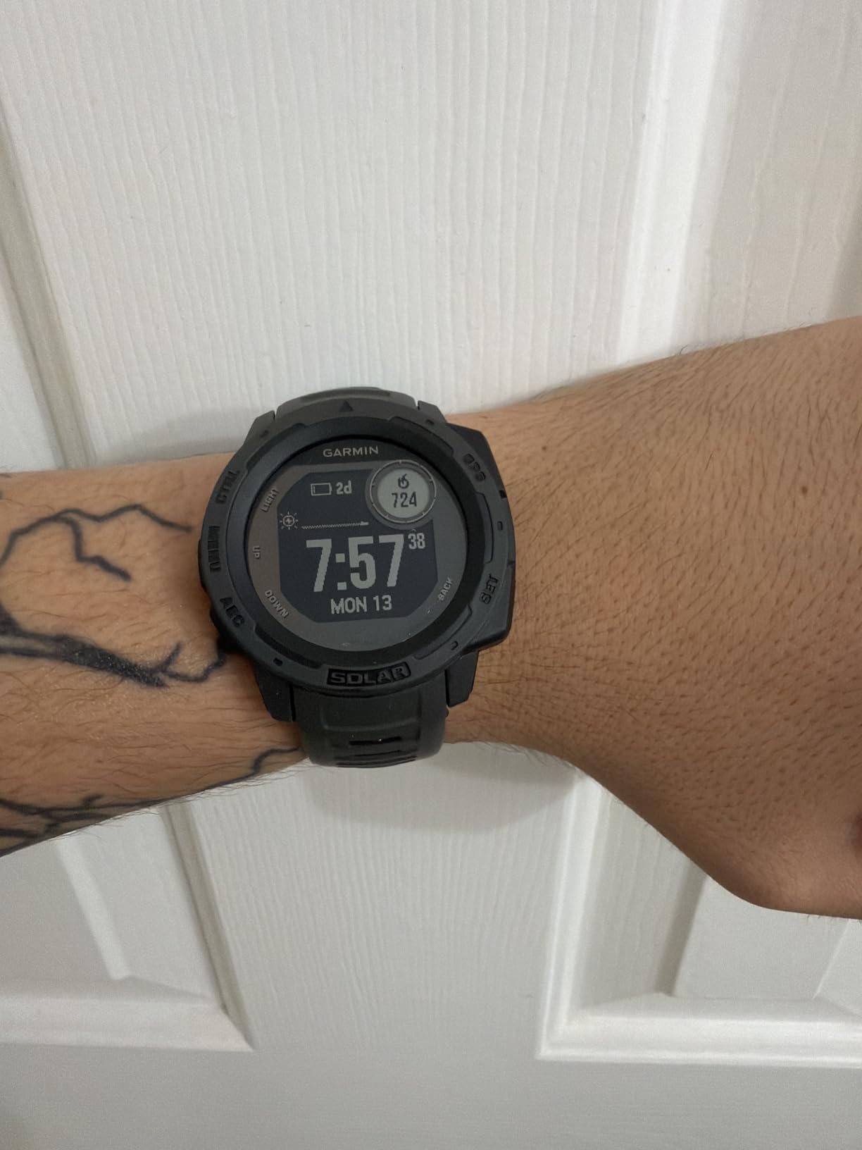 Garmin Instinct Solar, Solar-Powered Rugged Outdoor Smartwatch, Built-in Sports Apps and Health Monitoring, Graphite (Renewed) customer photo 1