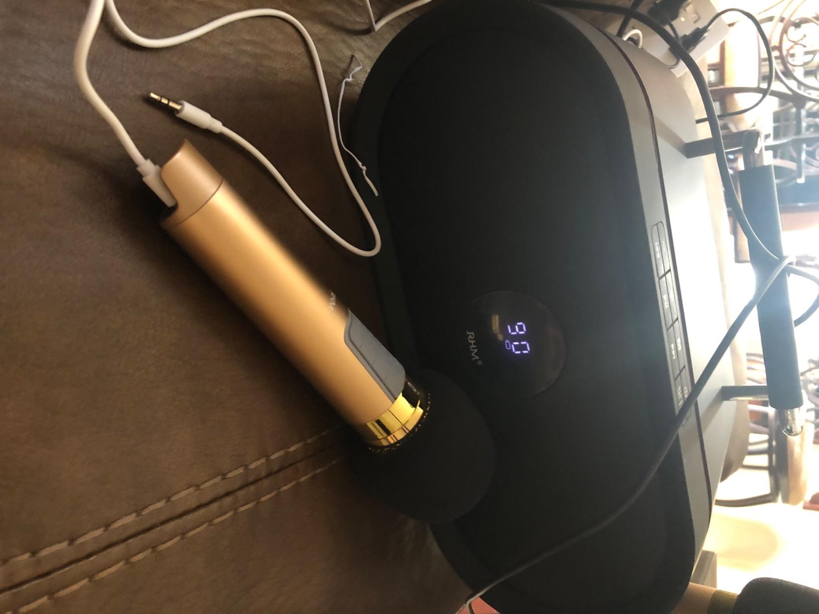 RHM K666 Karaoke Machine with 2 UHF Wireless Mics & Voice Beautifier, 60W Balanced Audio, 8H Playtime, Built-in Handle for Backyard BBQ, Camping & Outdoor Events, Bluetooth/AUX/USB/PC Support customer photo 2