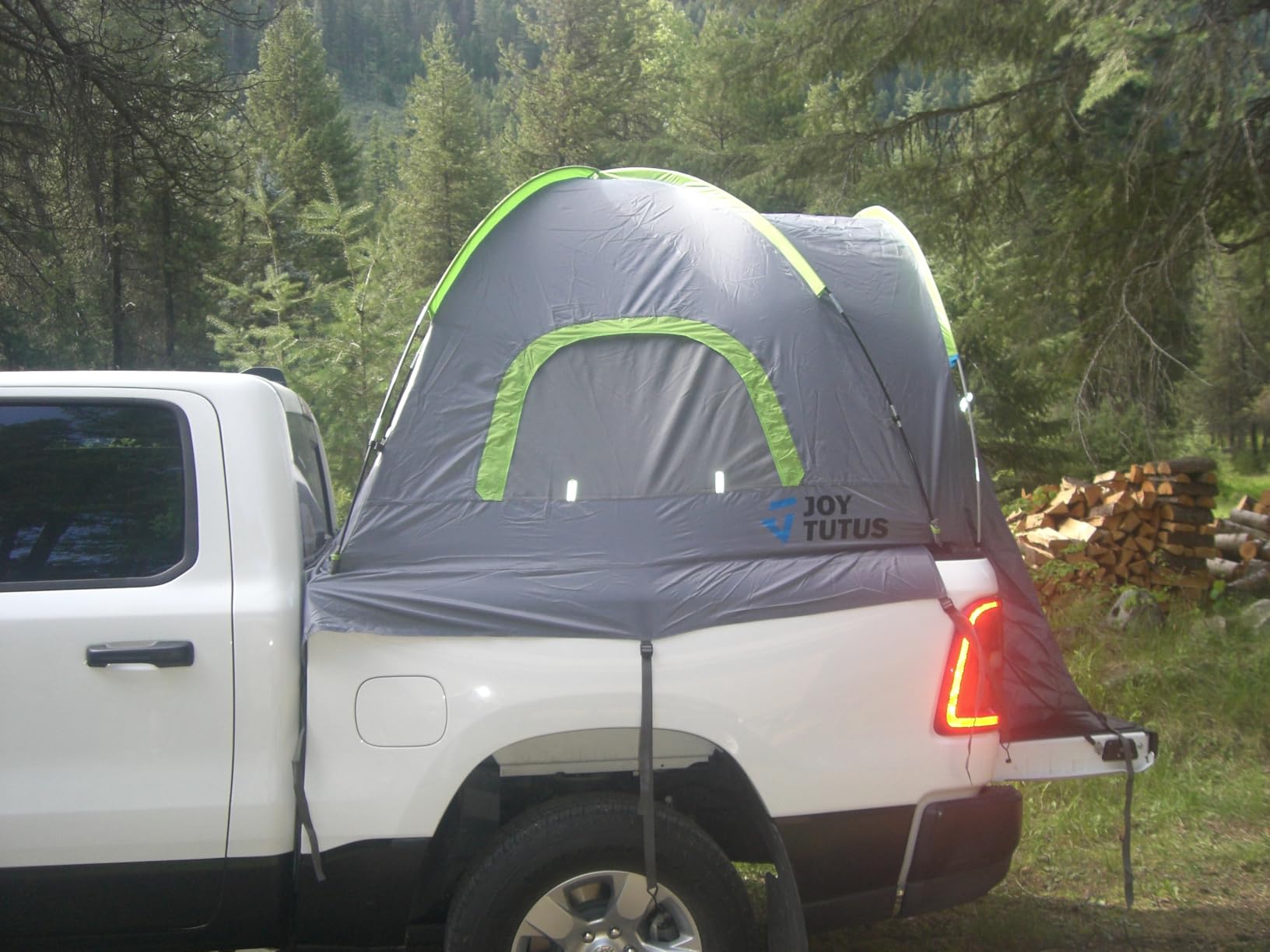 JOYTUTUS Pickup Truck Tent 2.0, Waterproof PU2000mm Double Layer for 2 Person, Portable Truck Bed Tent with Rainfly, 5.5'-5.8' Camping Preferred - Green customer photo 1