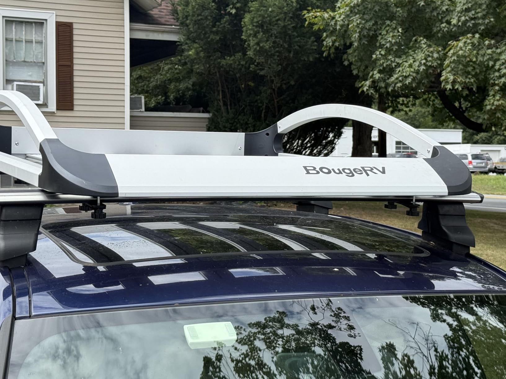 BougeRV Anti-Rust Aluminum Roof Basket 47''x40''x8'', Lightweight Universal Rooftop Cargo Carrier Roof Rack Cargo Basket with Wind Fairing, Roof Rack for SUV Pick Up Truck, 150LBS Load Capacity, Silver customer photo 1