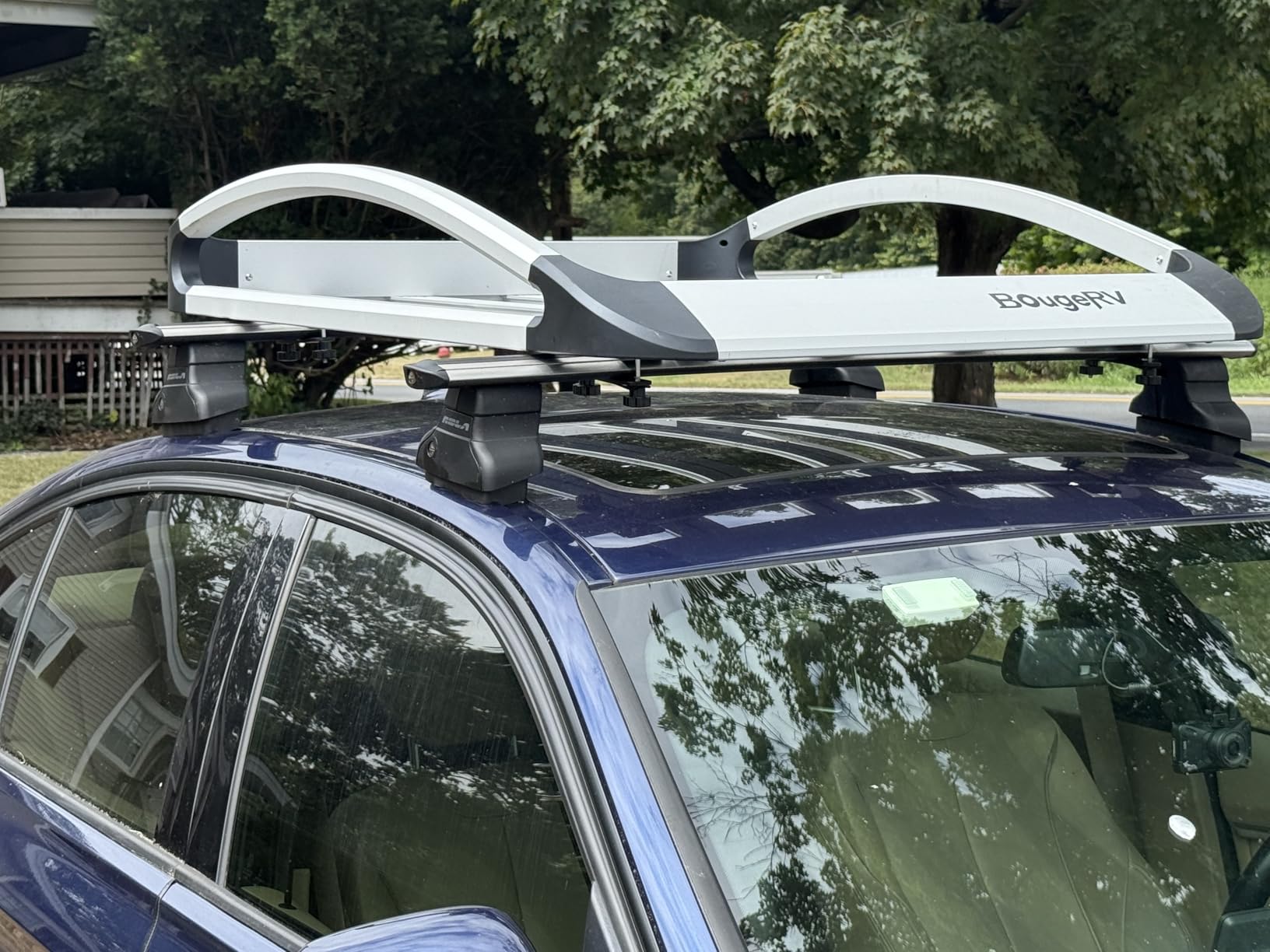 BougeRV Anti-Rust Aluminum Roof Basket 47''x40''x8'', Lightweight Universal Rooftop Cargo Carrier Roof Rack Cargo Basket with Wind Fairing, Roof Rack for SUV Pick Up Truck, 150LBS Load Capacity, Silver customer photo 2