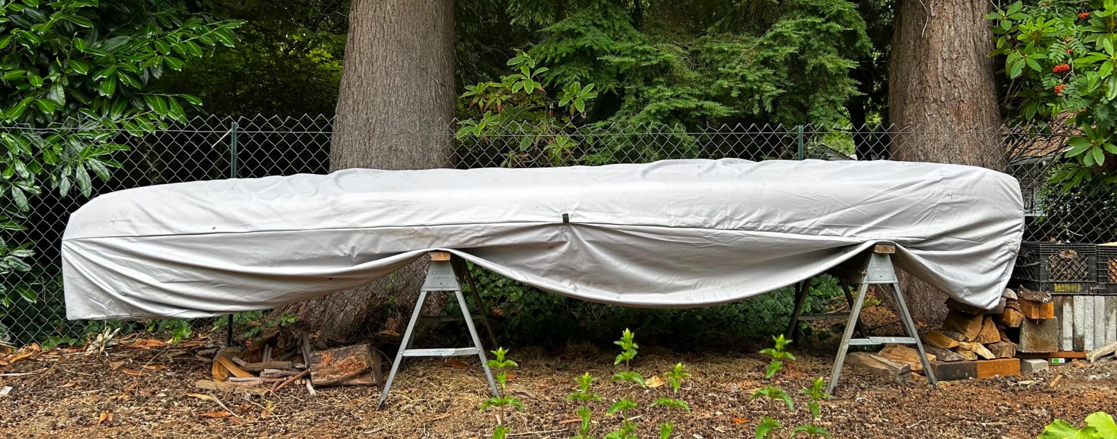 EliteShield Full Canoe Kayak Cover; Waterproof UV Resistant 600D Marine Grade Polyester Canoe Kayak Boat Storage Cover fits 17 ft-18 ft Long, 120 Inches Girth Gray Color customer photo 2