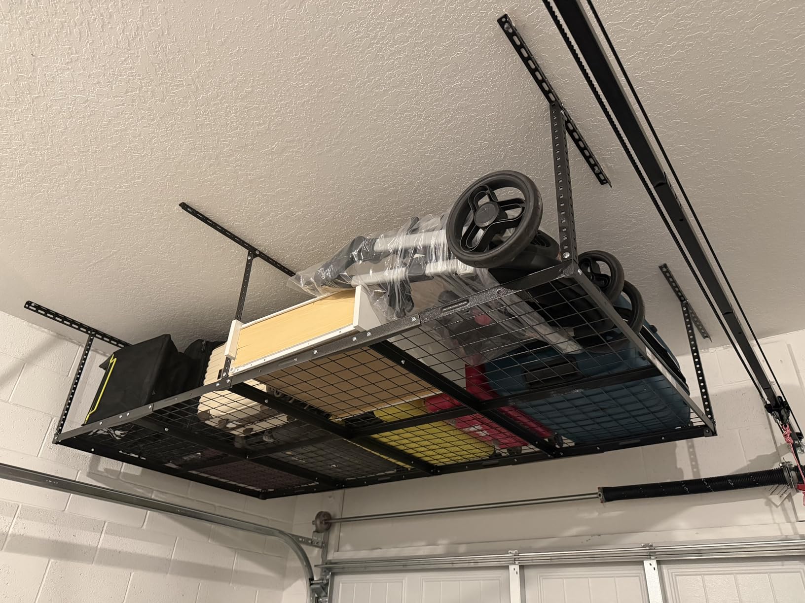 FLEXIMOUNTS 2x8 Garage Storage Rack, Adjustable Overhead Storage Organization System, Heavy Duty Metal Ceiling Rack, 400lbs Weight Capacity, Black, Classic Series customer photo 1