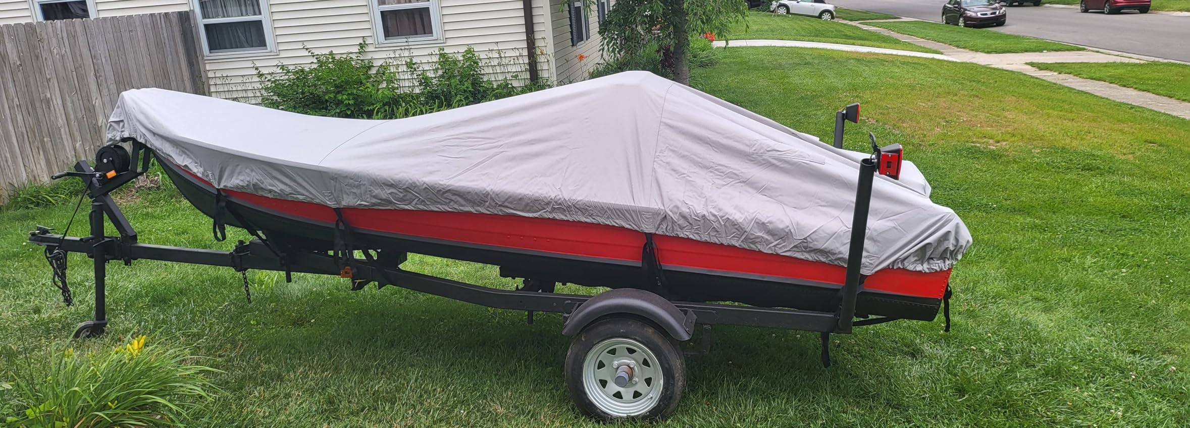 VINPATIO Trailerable Boat Cover, 600D Solution-Dyed Bass Boat Cover, 20-22 ft Heavy Duty 100% Waterproof Boat Covers Fits V-Hull Runabout Fishing Ski Pro-Style Bass Boats, Beam Width up to 100