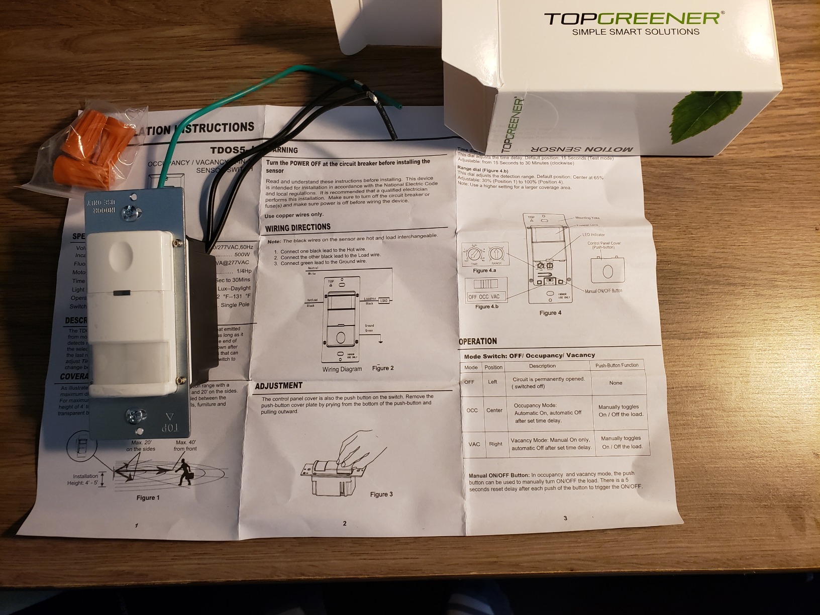 TOPGREENER Occupancy/Vacancy PIR Motion Sensor Light Switch, Learning Function, No Neutral No Ground Required, 200W Incandescent/150W LED Load, UL Listed, Wall Plate, White, 2 Pack customer photo 1