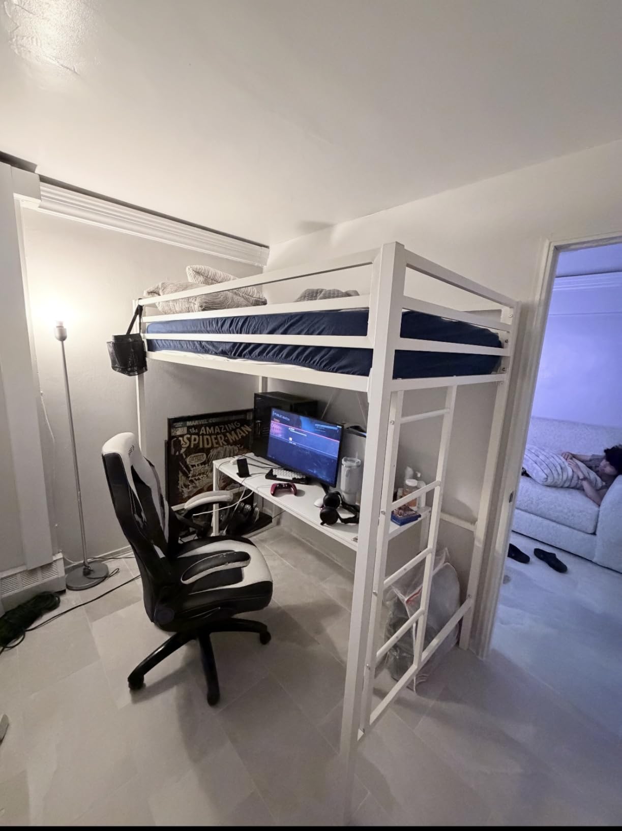 SHA CERLIN Loft Bed Twin Size with Ladder and Guardrail, Heavy Duty Metal Slats Support No Box Spring Needed Small Space Saving Furniture for Bedroom Dorm, Black customer photo 1