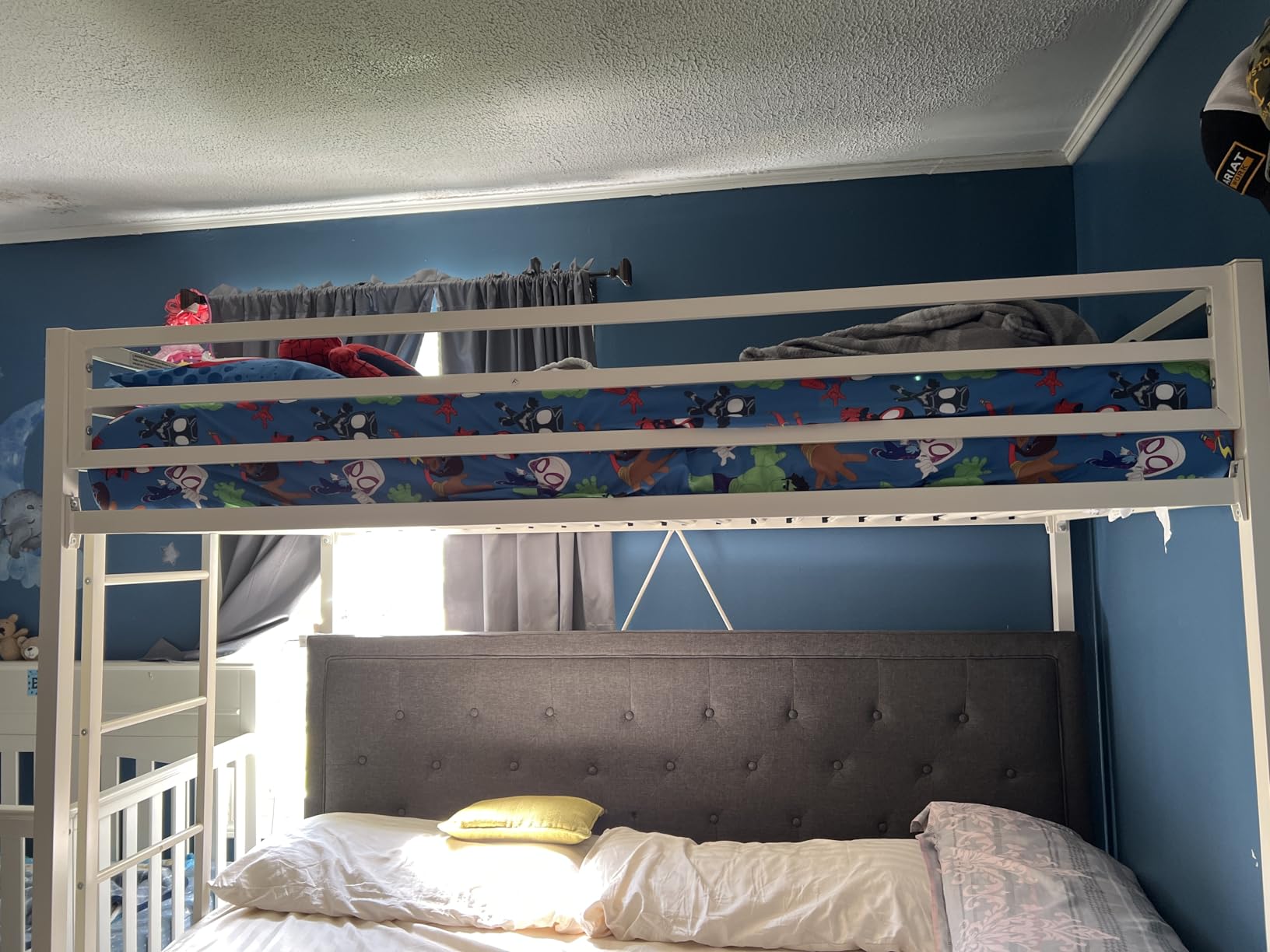SHA CERLIN Loft Bed Twin Size with Ladder and Guardrail, Heavy Duty Metal Slats Support No Box Spring Needed Small Space Saving Furniture for Bedroom Dorm, Black customer photo 2