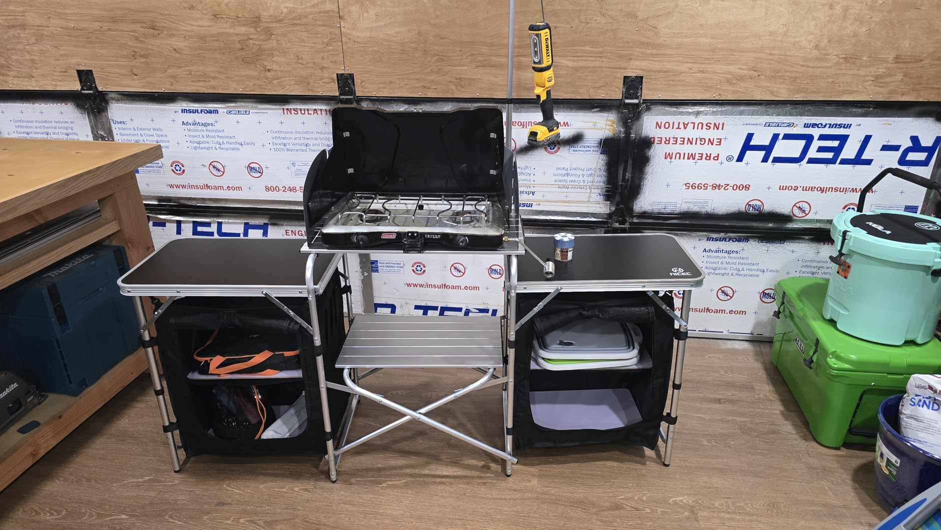 Nice C Camping Kitchen Table, Folding Cook Table, Upgrade Light Stand and Windshield Cook Station & 3 Organizers, Carry Bag customer photo 1