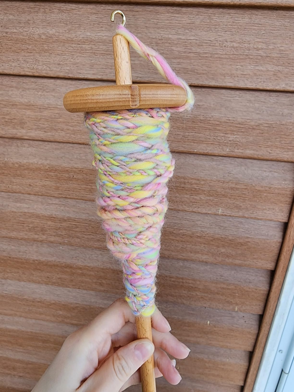 DICHA 3 Inch Drop Spindle Kit - High Low Whorl Wooden Spindles with 8 Oz Merino Wool/Top and Instructions - Weaving Spinning Wheels for Beginners customer photo 2